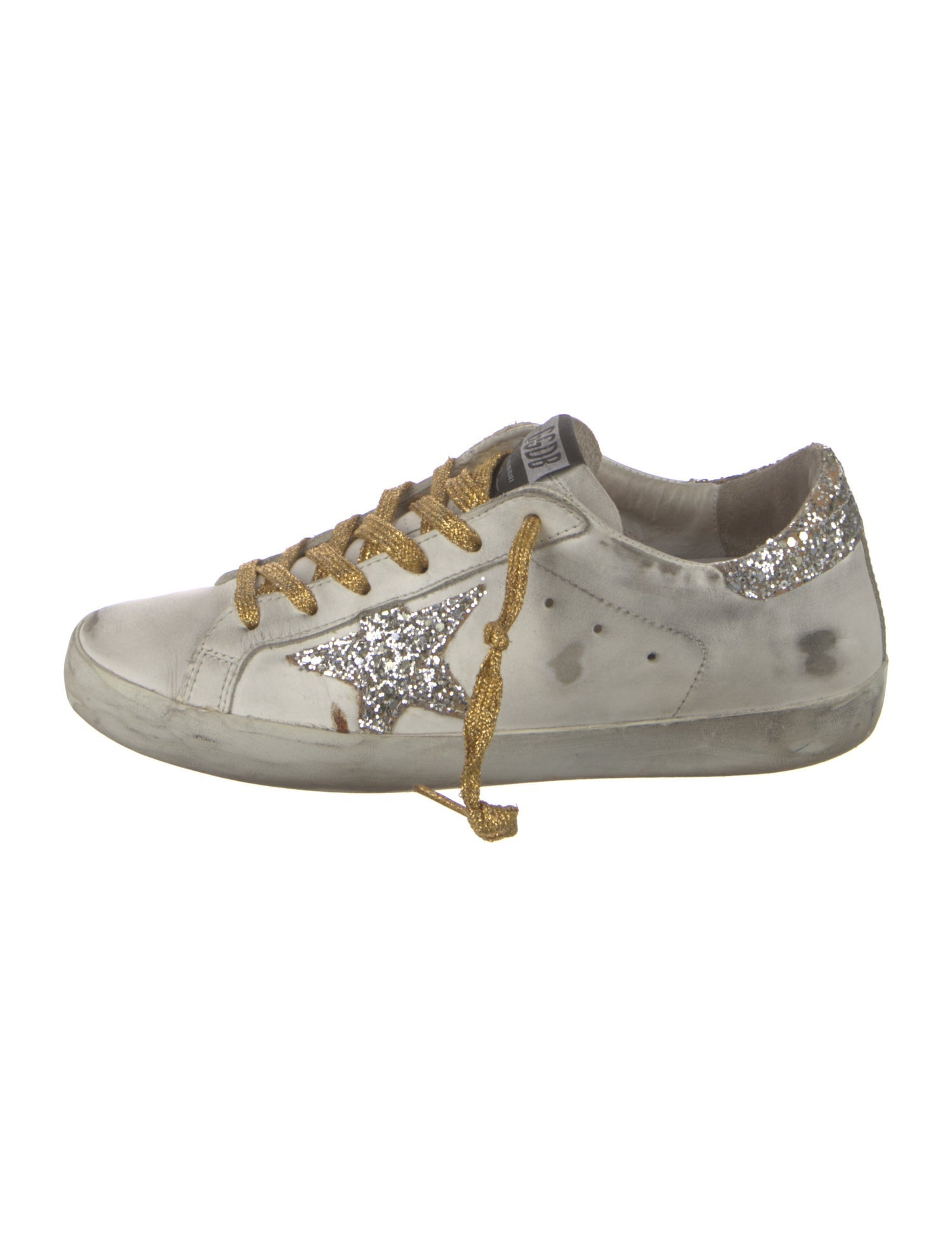 Golden Goose Leather Glitter Accents Sneakers