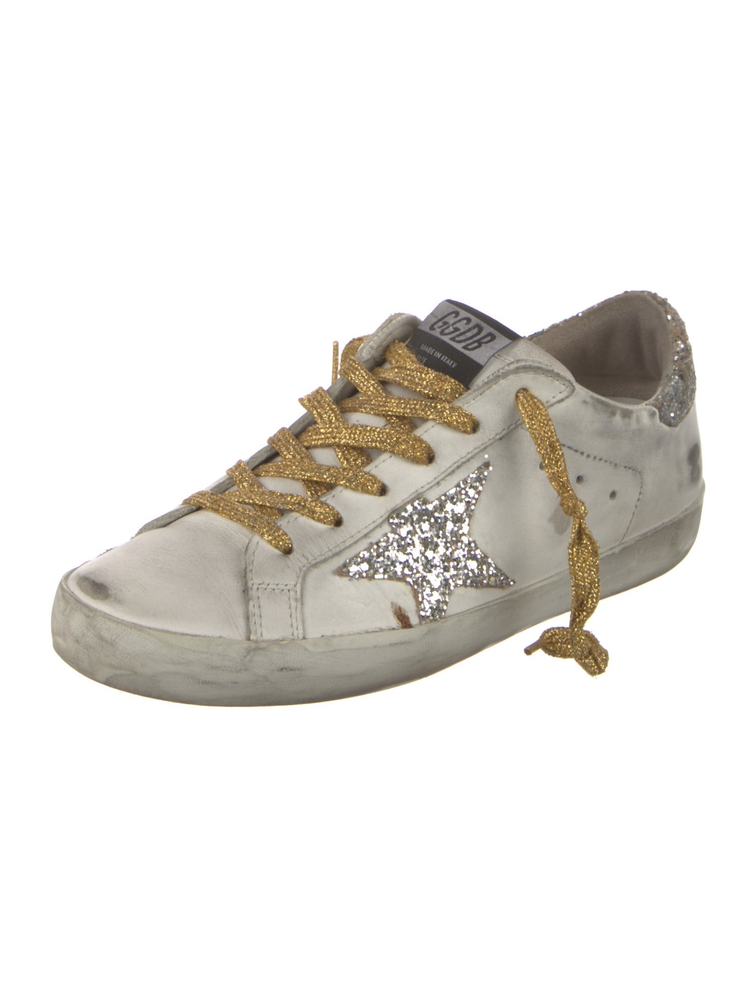 Golden Goose Leather Glitter Accents Sneakers