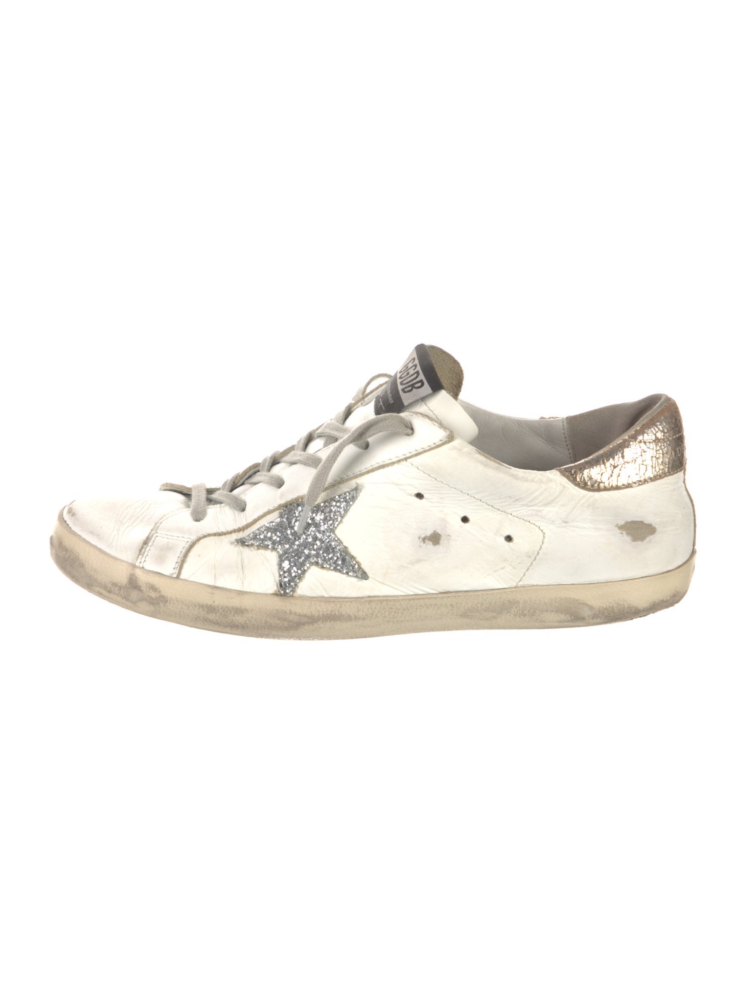 Golden Goose Leather Glitter Accents Sneakers