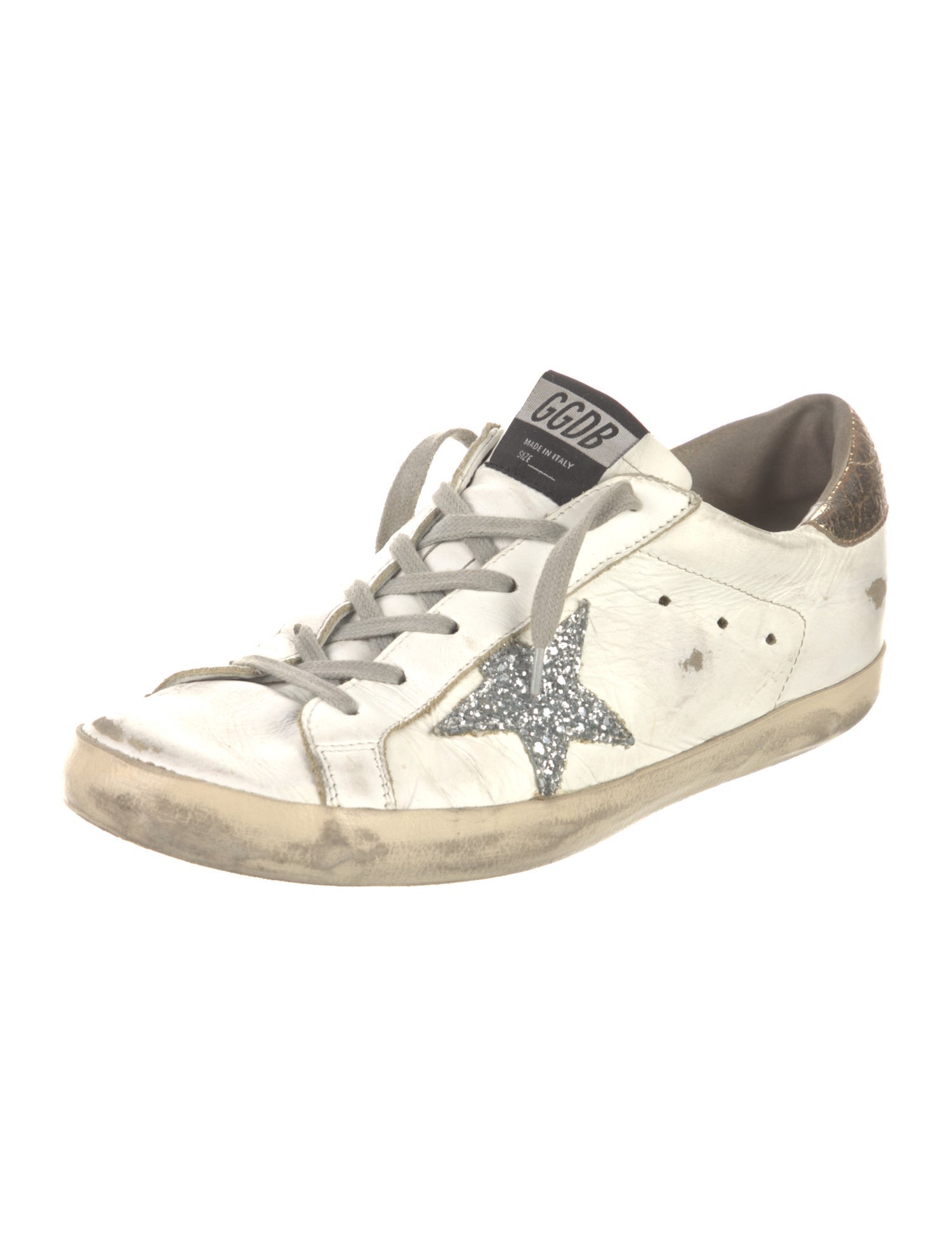 Golden Goose Leather Glitter Accents Sneakers