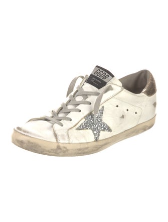 Golden Goose Leather Glitter Accents Sneakers