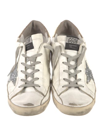 Golden Goose Leather Glitter Accents Sneakers