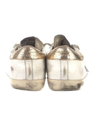 Golden Goose Leather Glitter Accents Sneakers