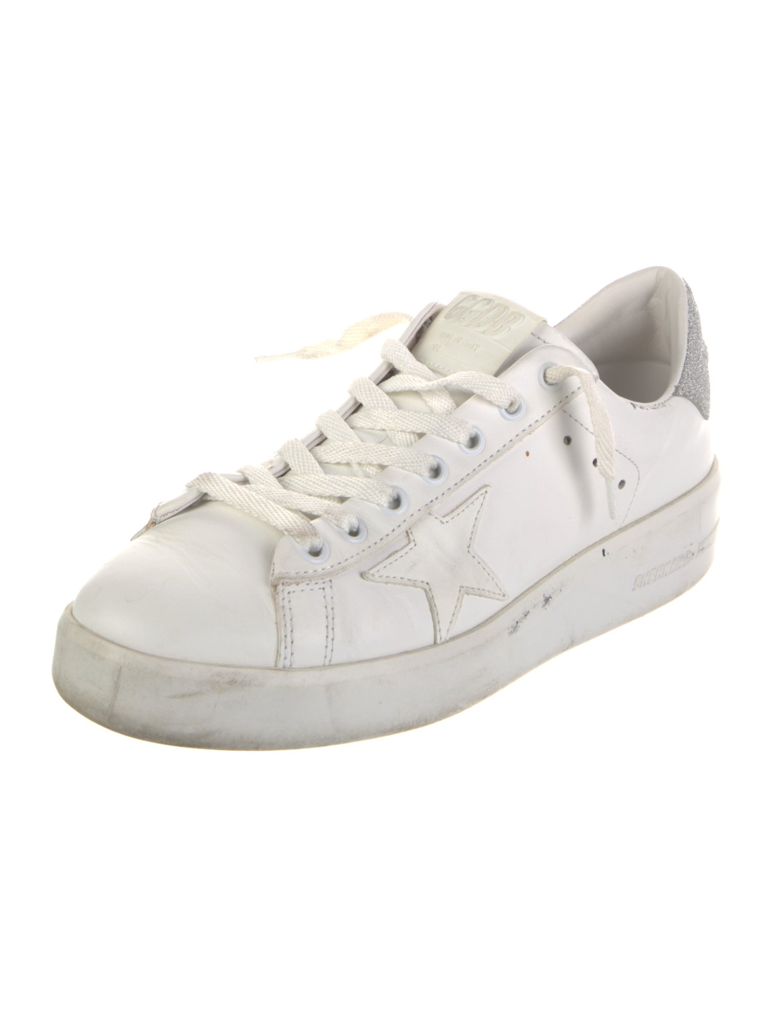 Golden Goose Leather Glitter Accents Sneakers