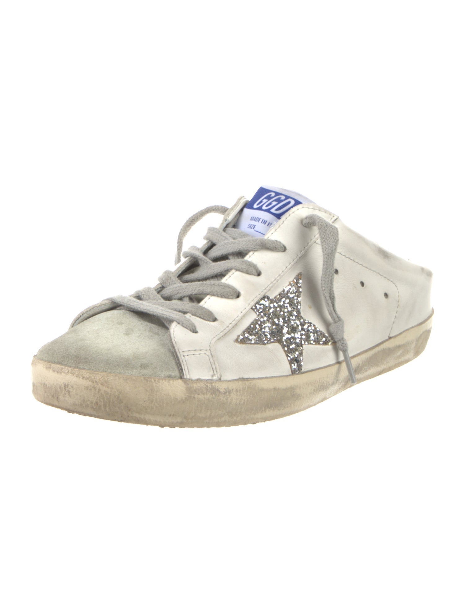 Golden Goose Leather Glitter Accents Sneakers