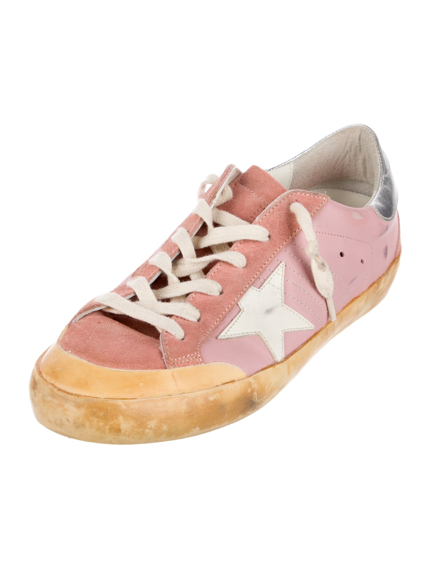 Golden Goose Suede Colorblock Pattern Sneakers
