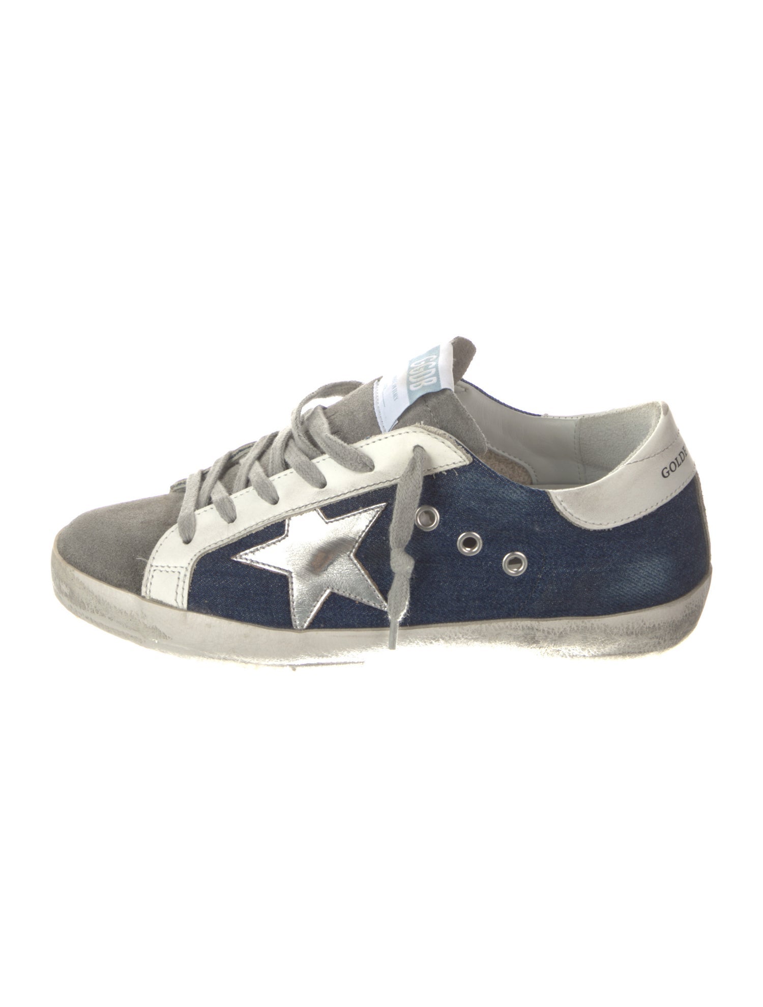 Golden Goose Denim Colorblock Pattern Sneakers