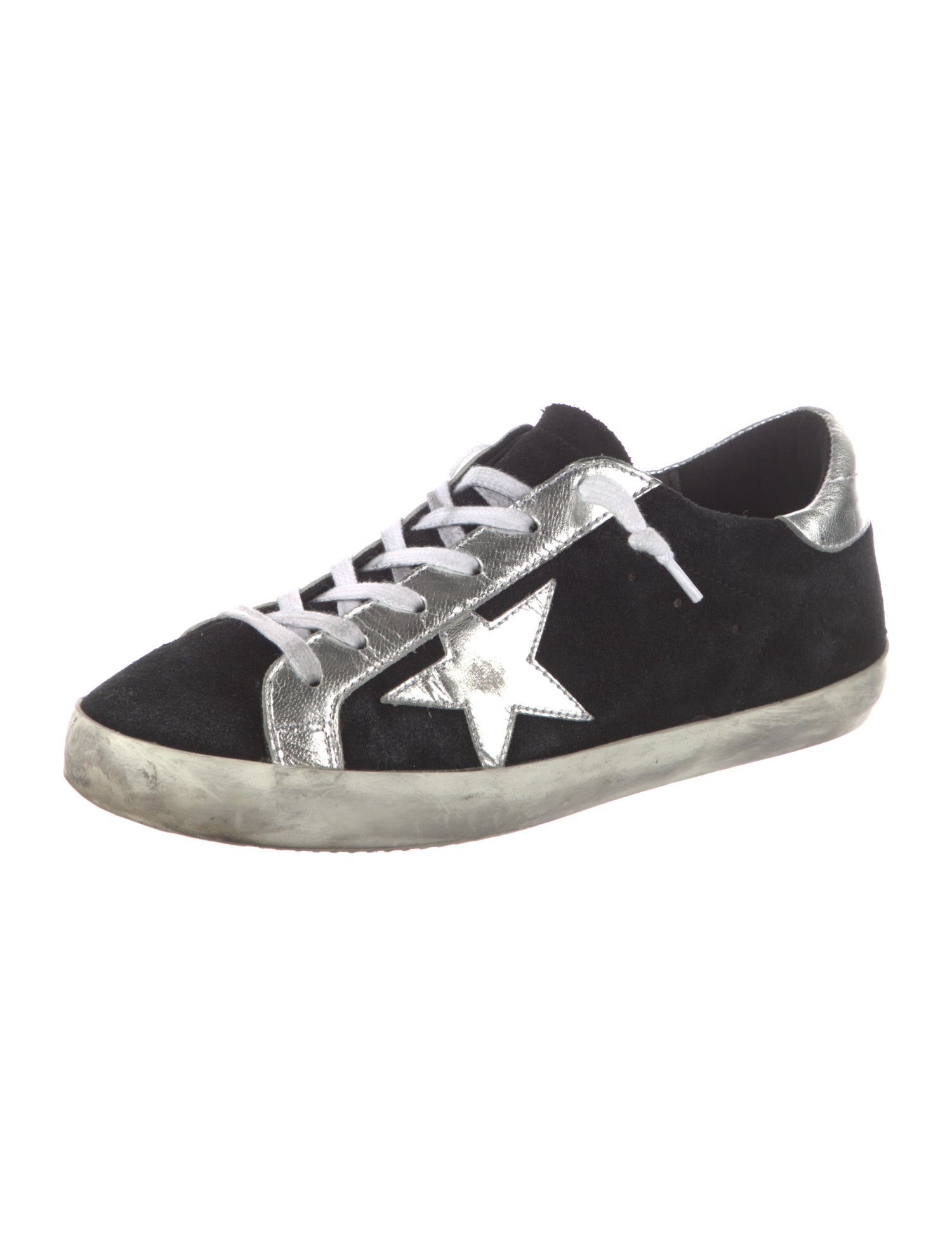Golden Goose Suede Colorblock Pattern Sneakers