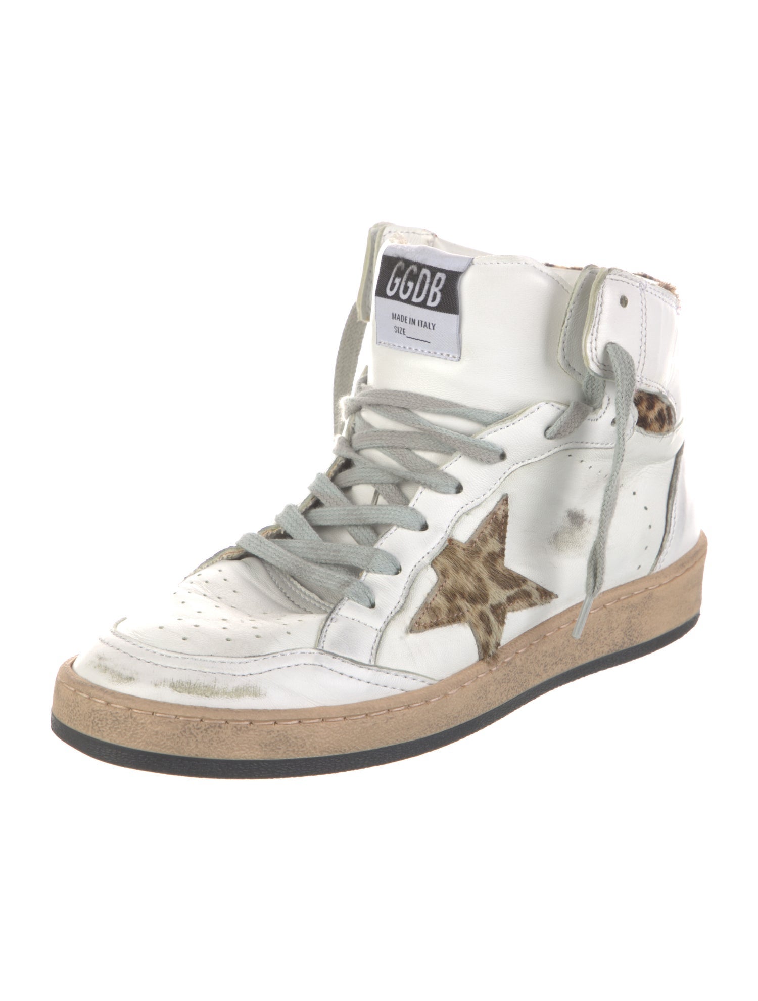 Golden Goose Leather Animal Print Sneakers