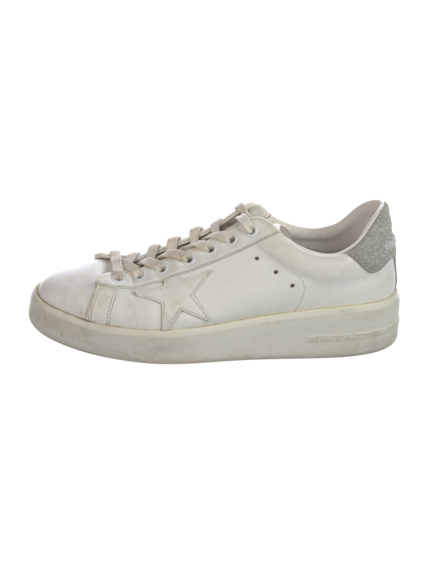 Golden Goose Leather Glitter Accents Sneakers