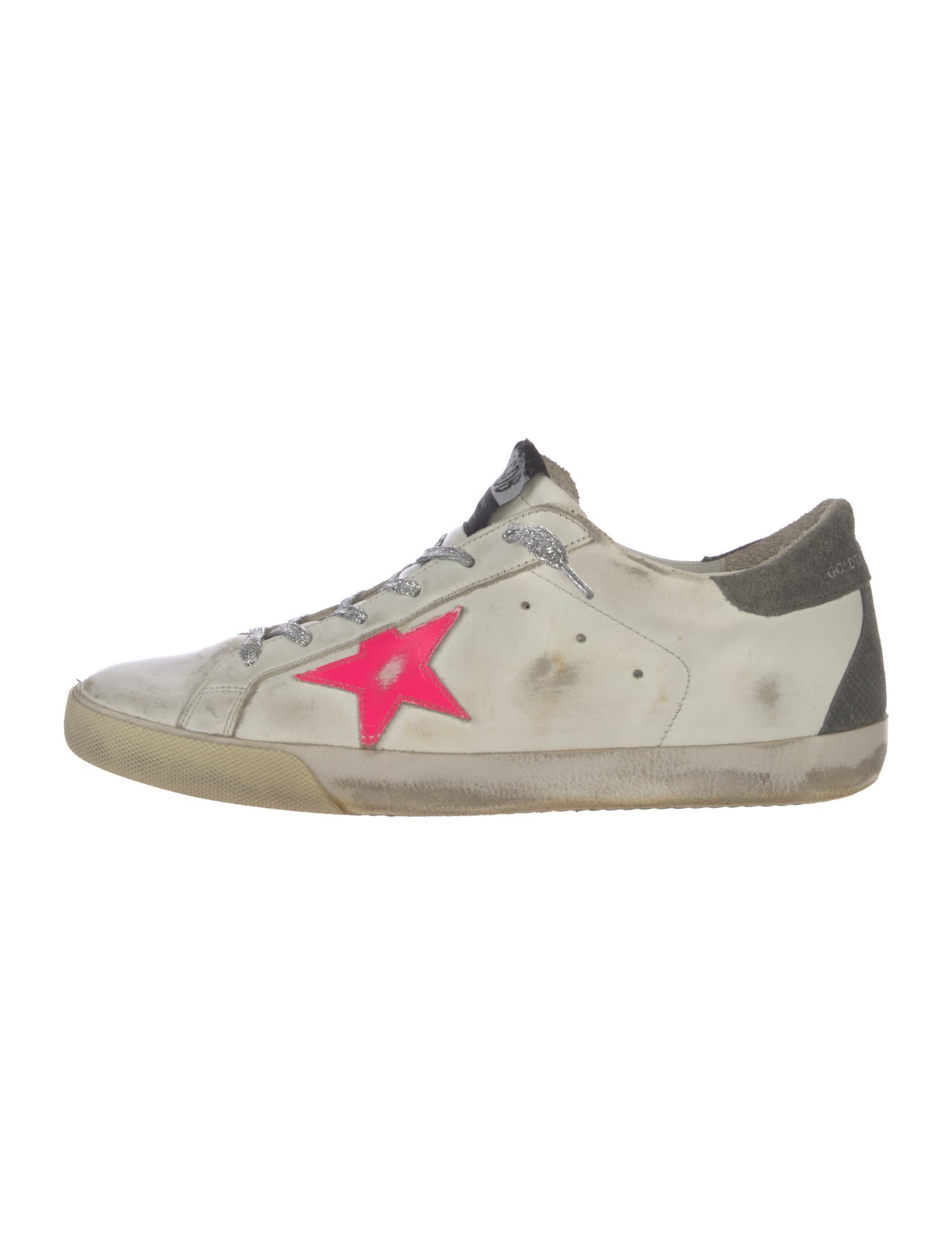 Golden Goose Leather Glitter Accents Sneakers