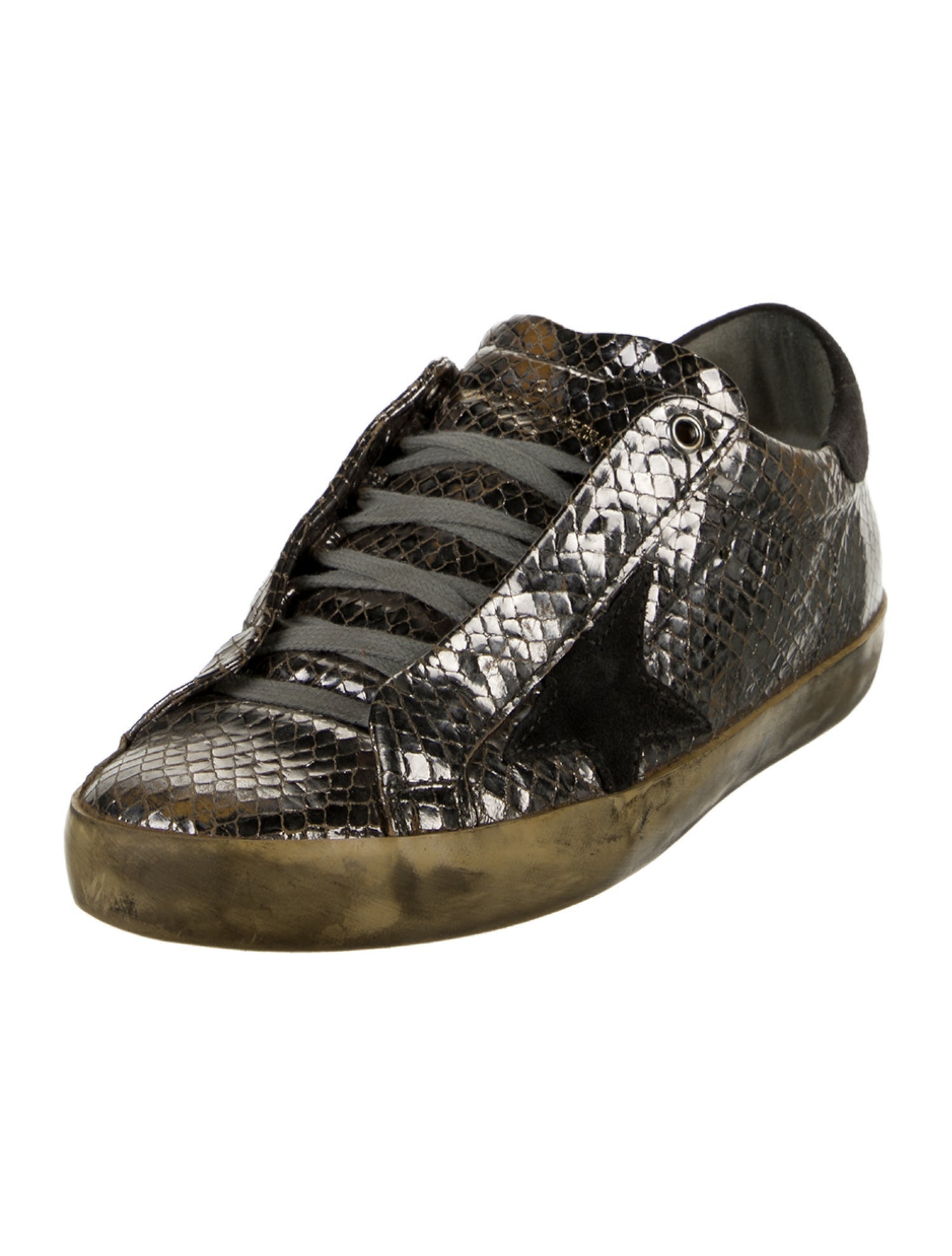Golden Goose Embossed Leather Animal Print Sneakers