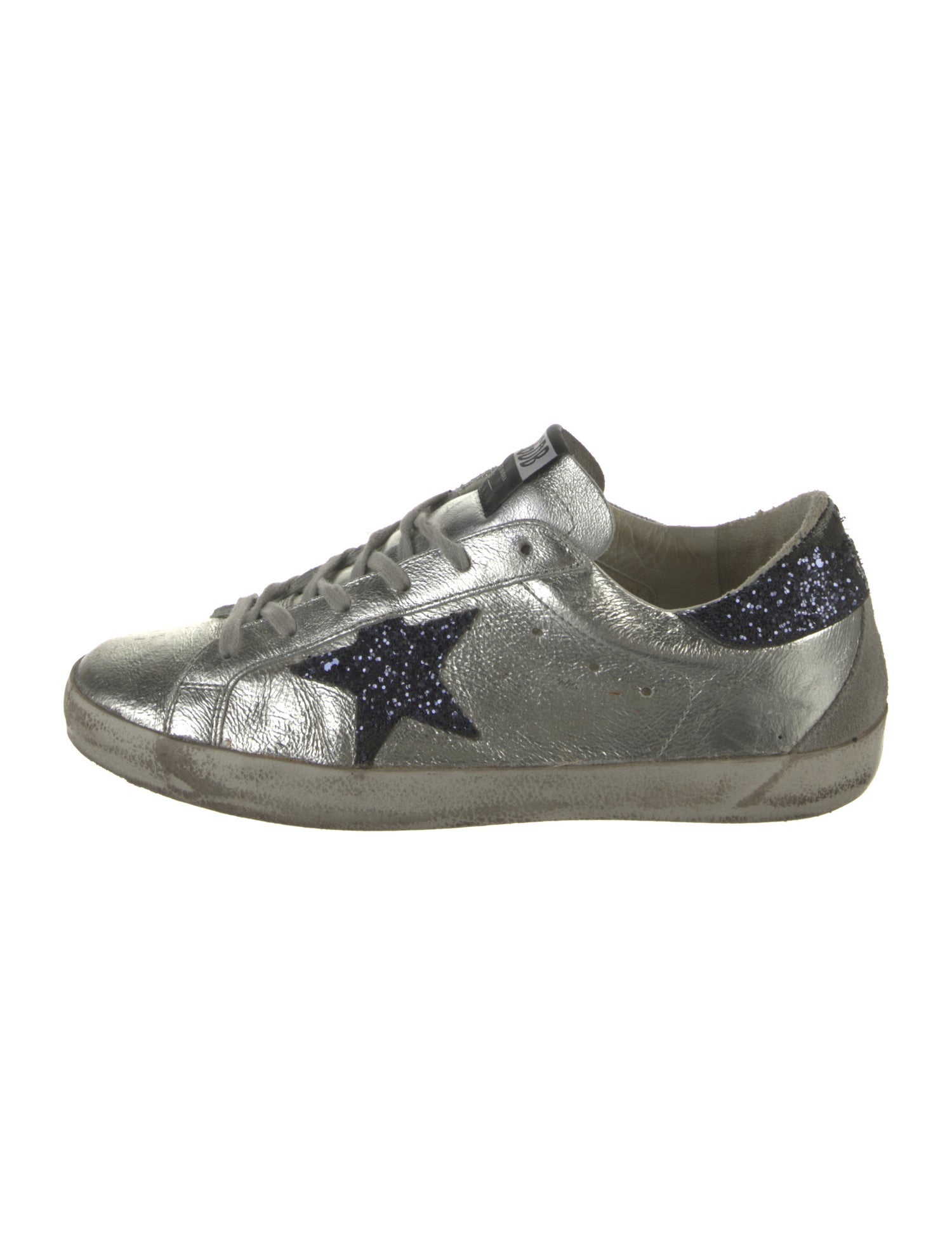 Golden Goose Leather Glitter Accents Sneakers