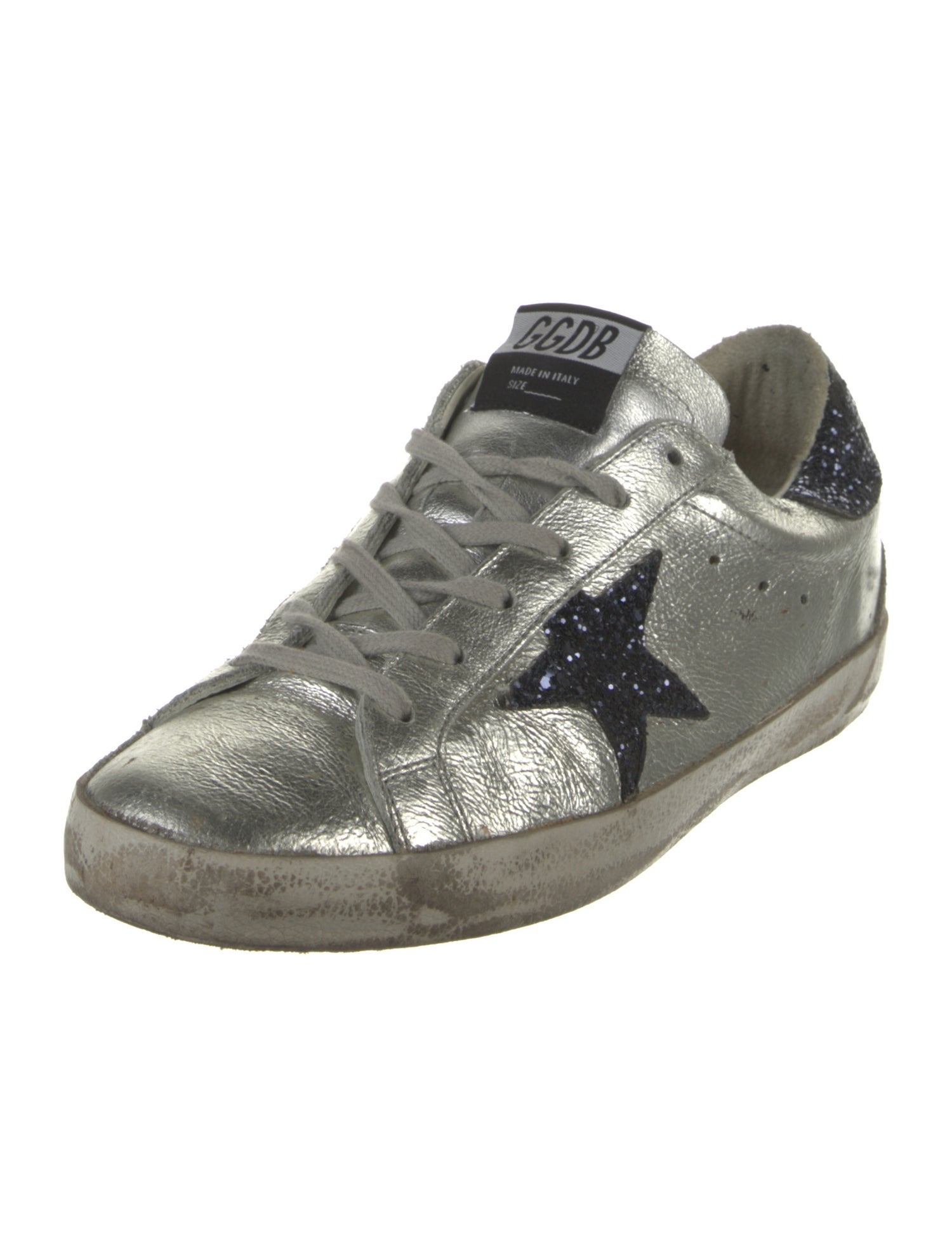 Golden Goose Leather Glitter Accents Sneakers