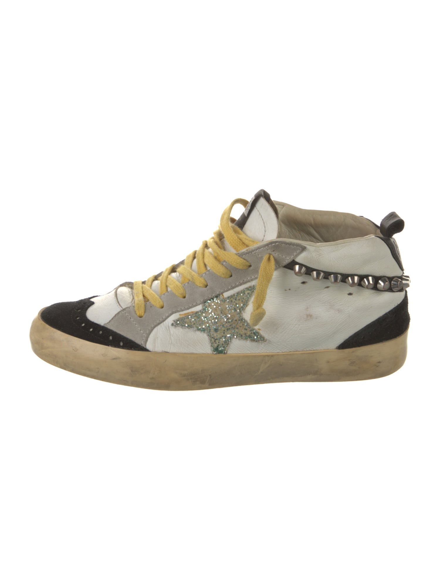 Golden Goose Leather Colorblock Pattern Sneakers