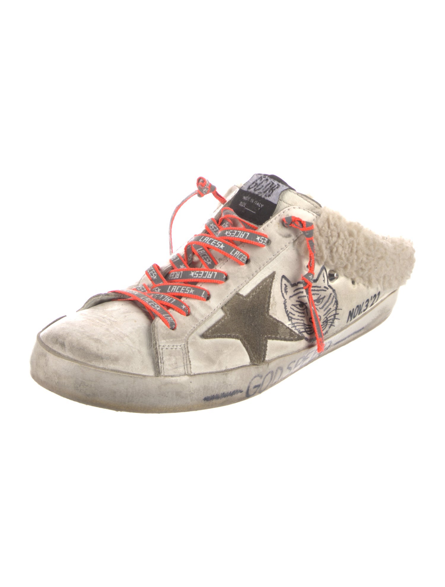 Golden Goose Leather Printed Slippers