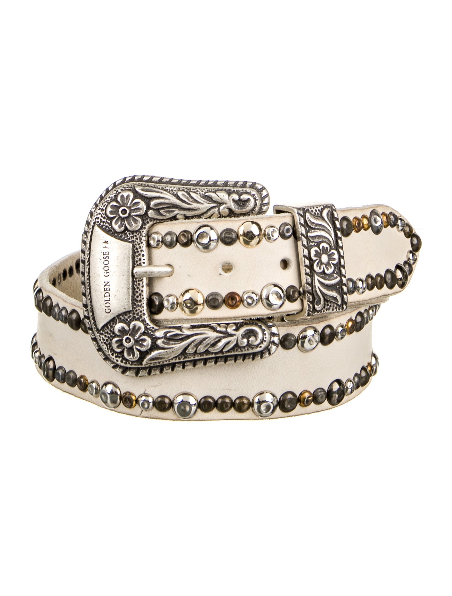 Golden Goose Leather Studded Accents Belt