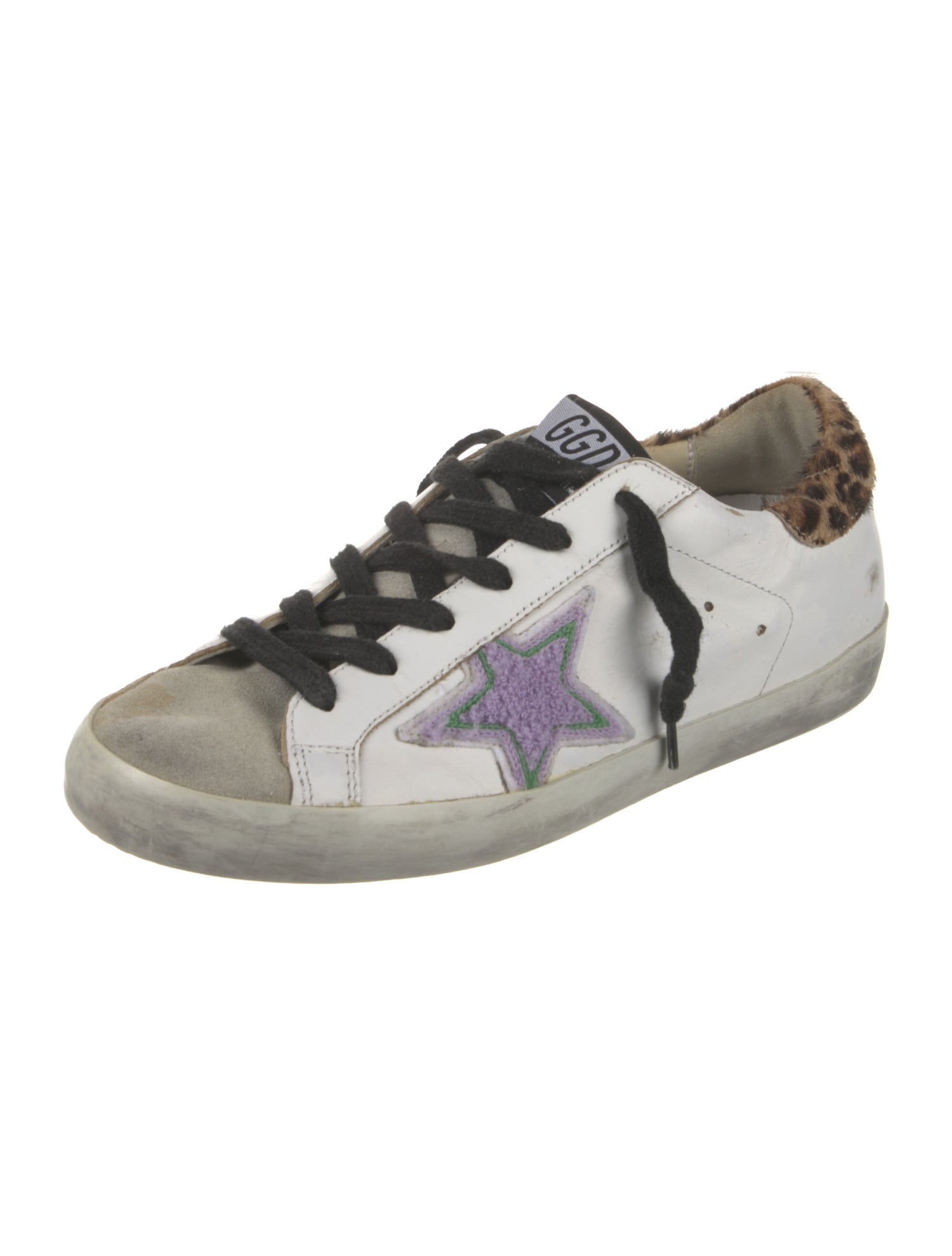 Golden Goose Leather Animal Print Sneakers