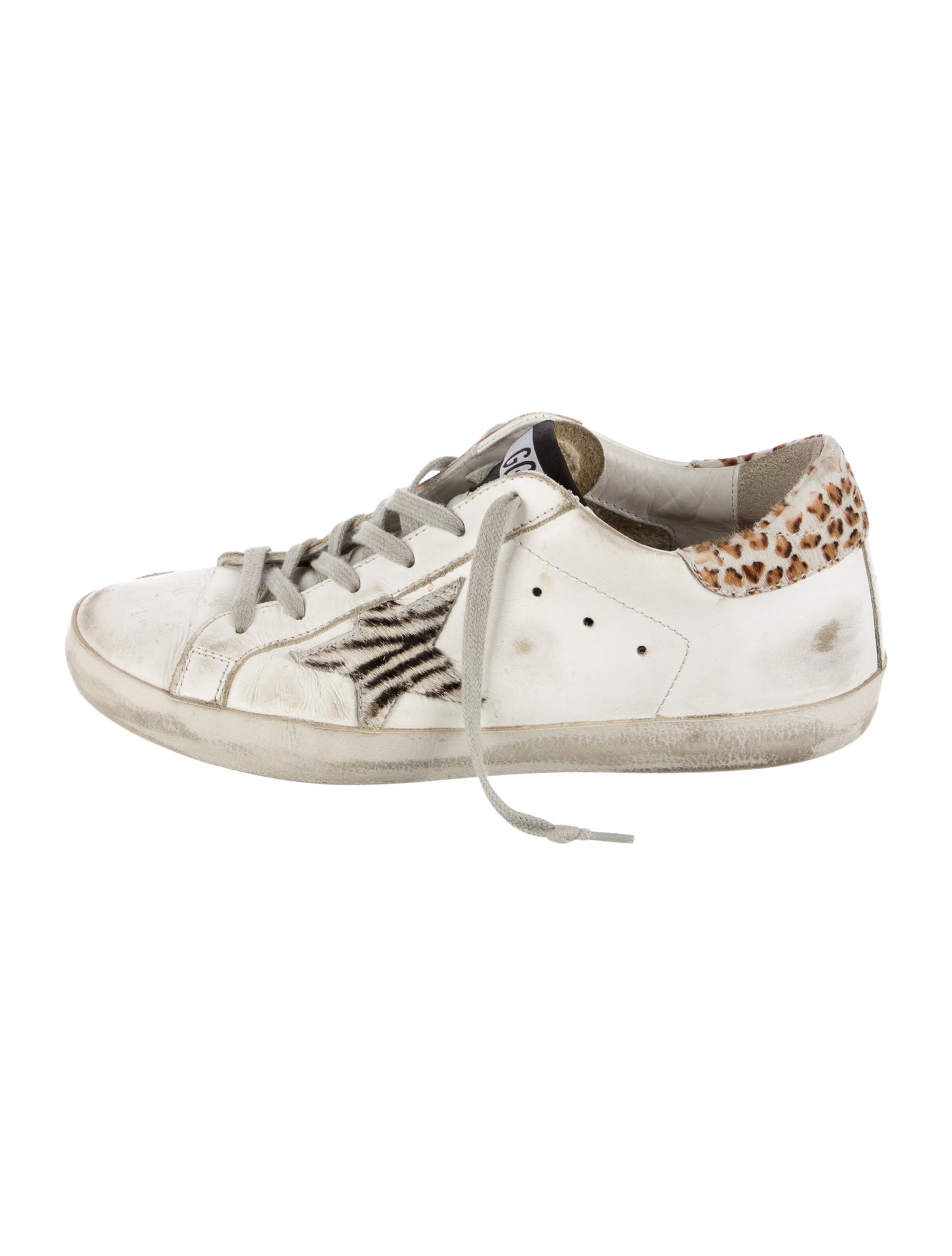 Golden Goose Leather Animal Print Sneakers