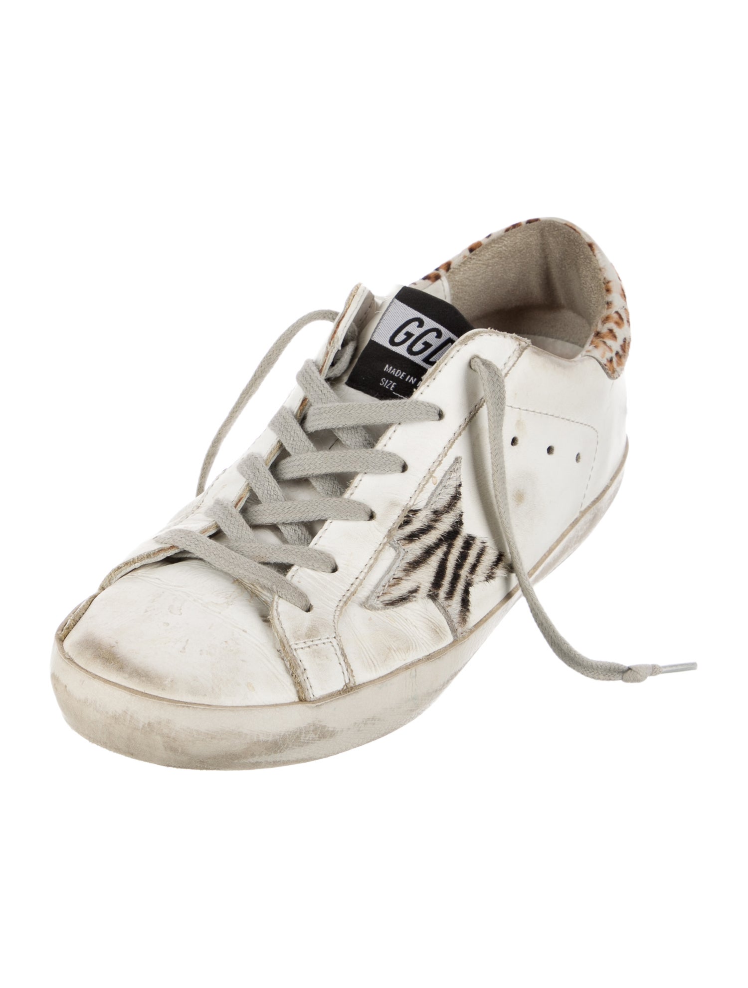 Golden Goose Leather Animal Print Sneakers