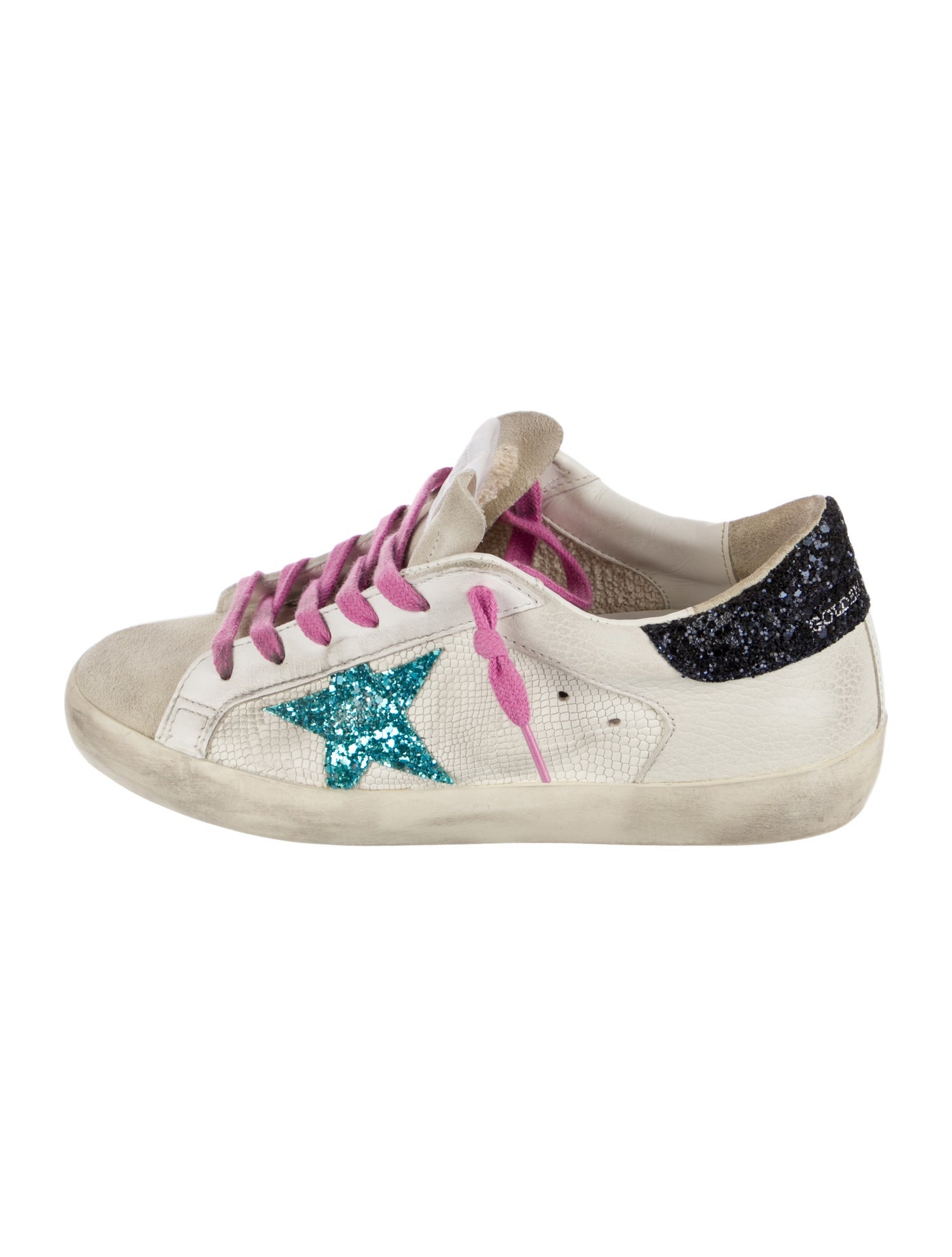Golden Goose Leather Printed Sneakers