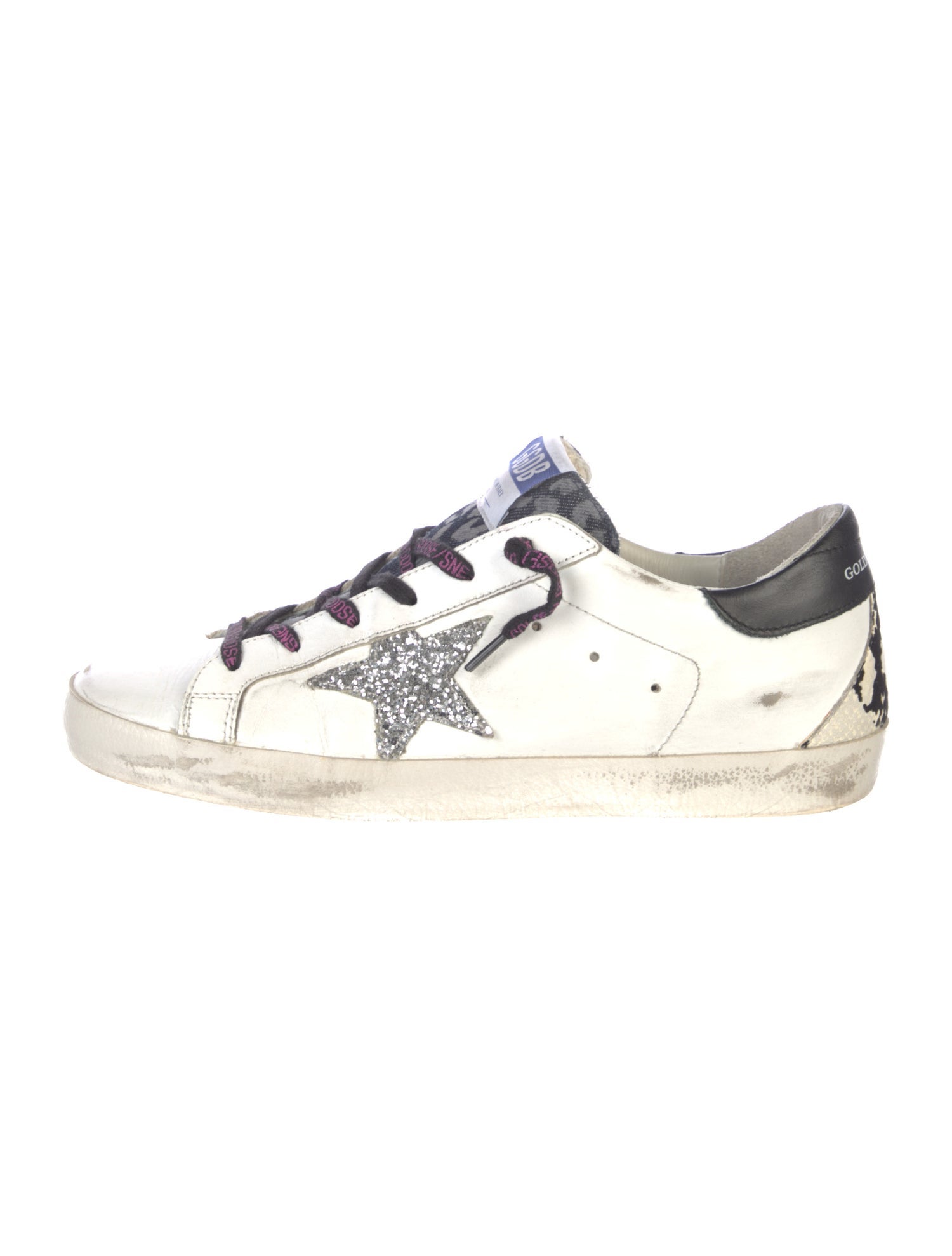 Golden Goose Leather Glitter Accents Sneakers