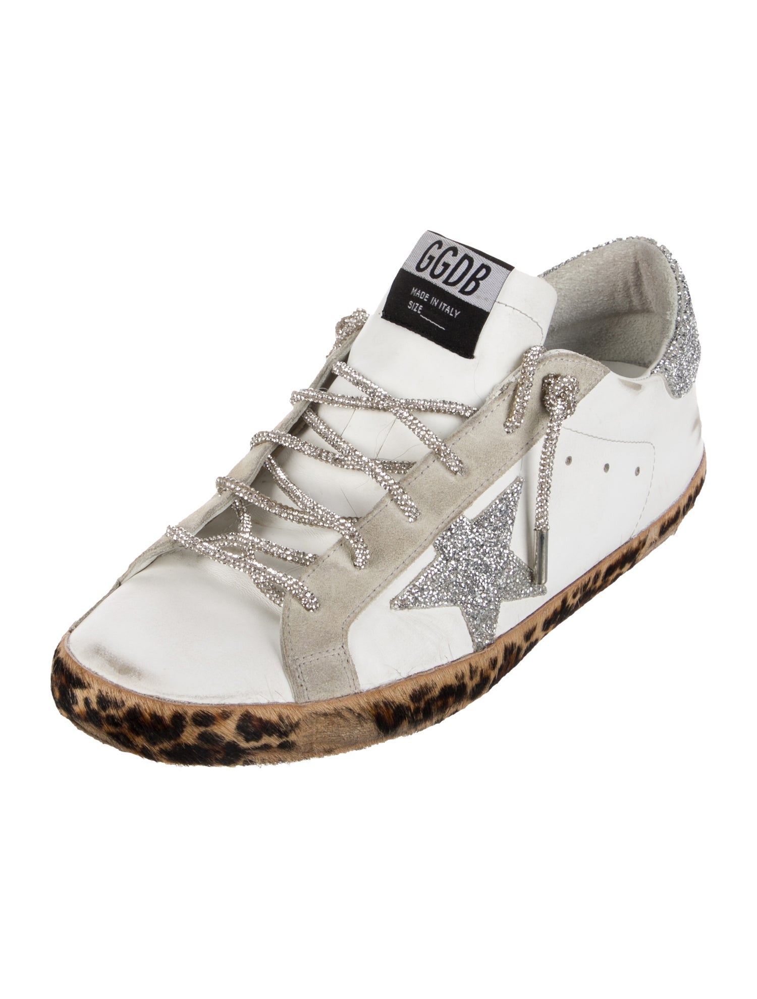 Golden Goose Leather Animal Print Sneakers