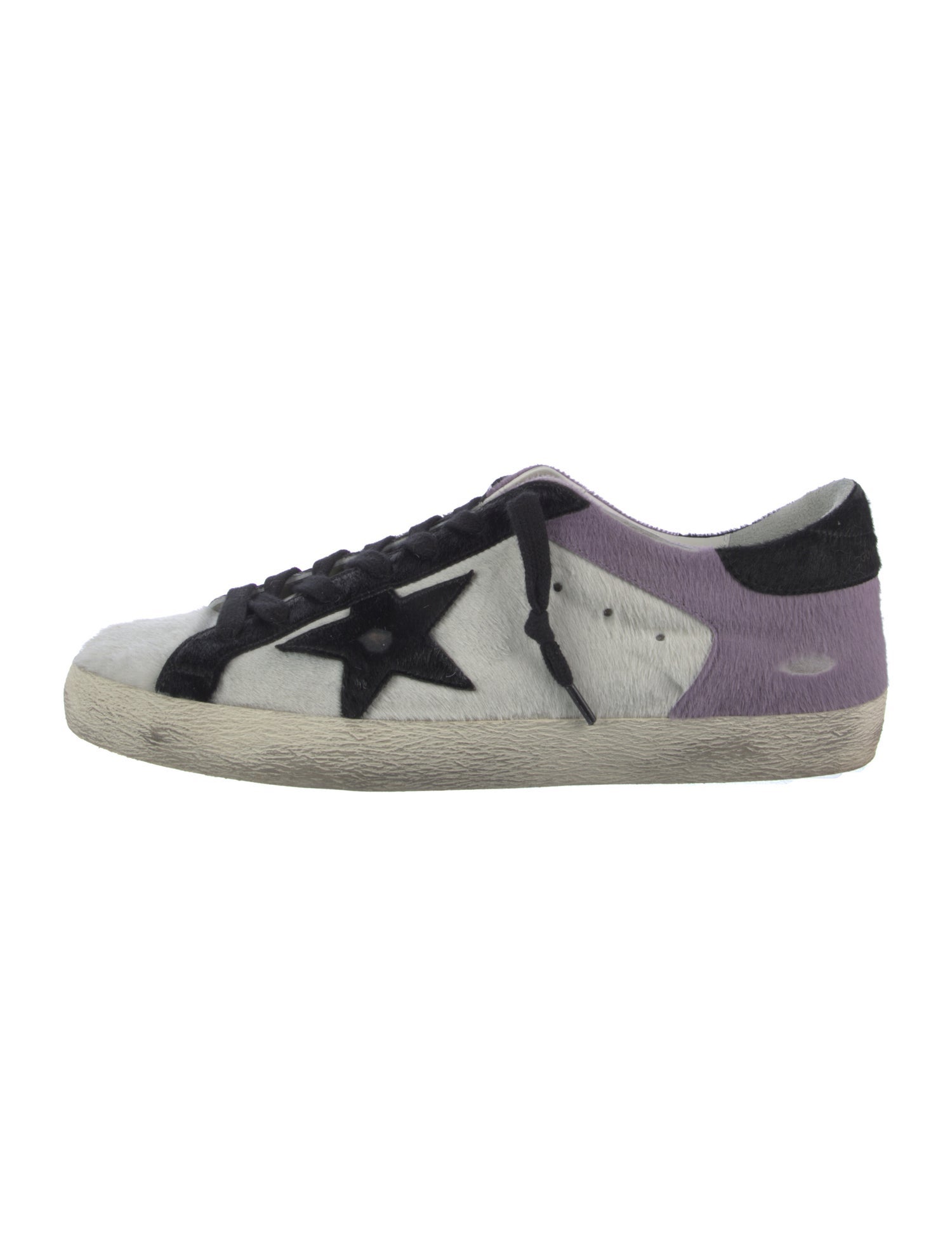 Golden Goose Ponyhair Colorblock Pattern Sneakers