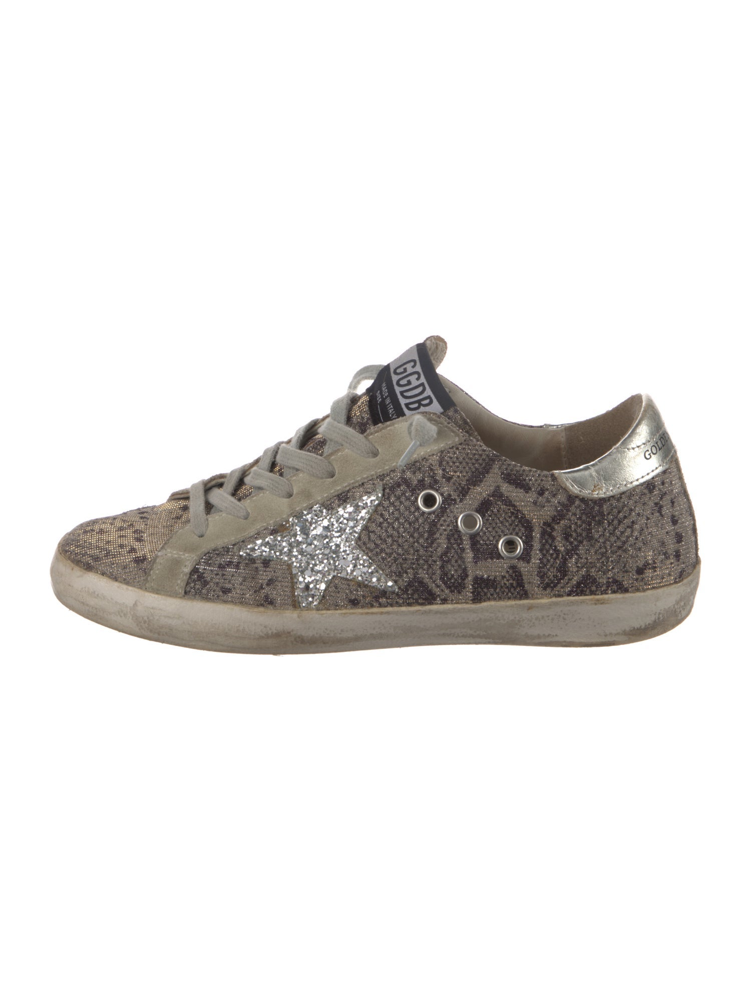 Golden Goose Leather Animal Print Sneakers
