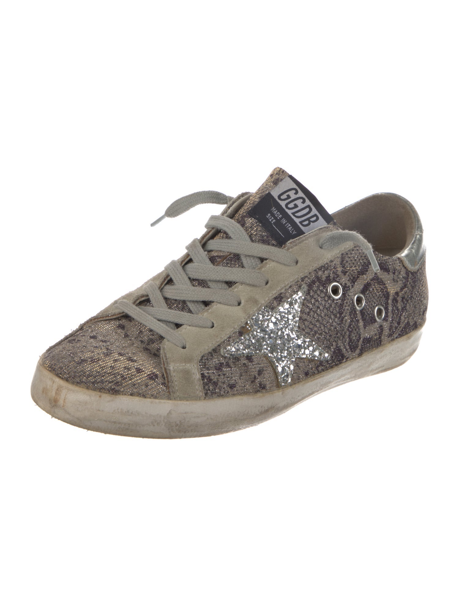 Golden Goose Leather Animal Print Sneakers