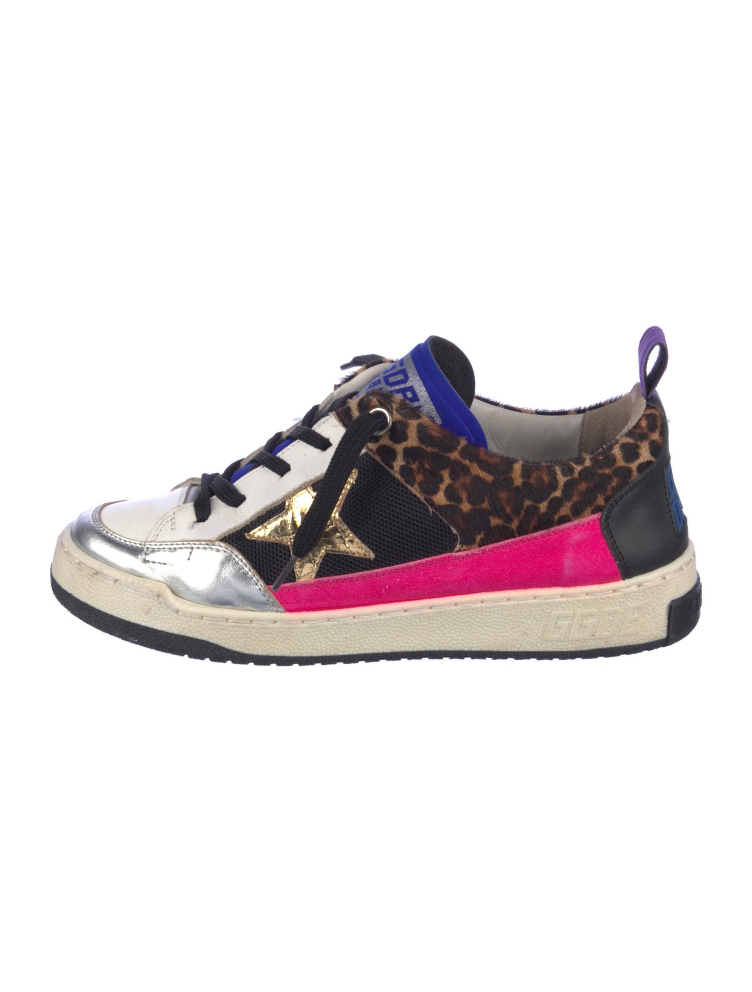 Golden Goose Leather Animal Print Sneakers