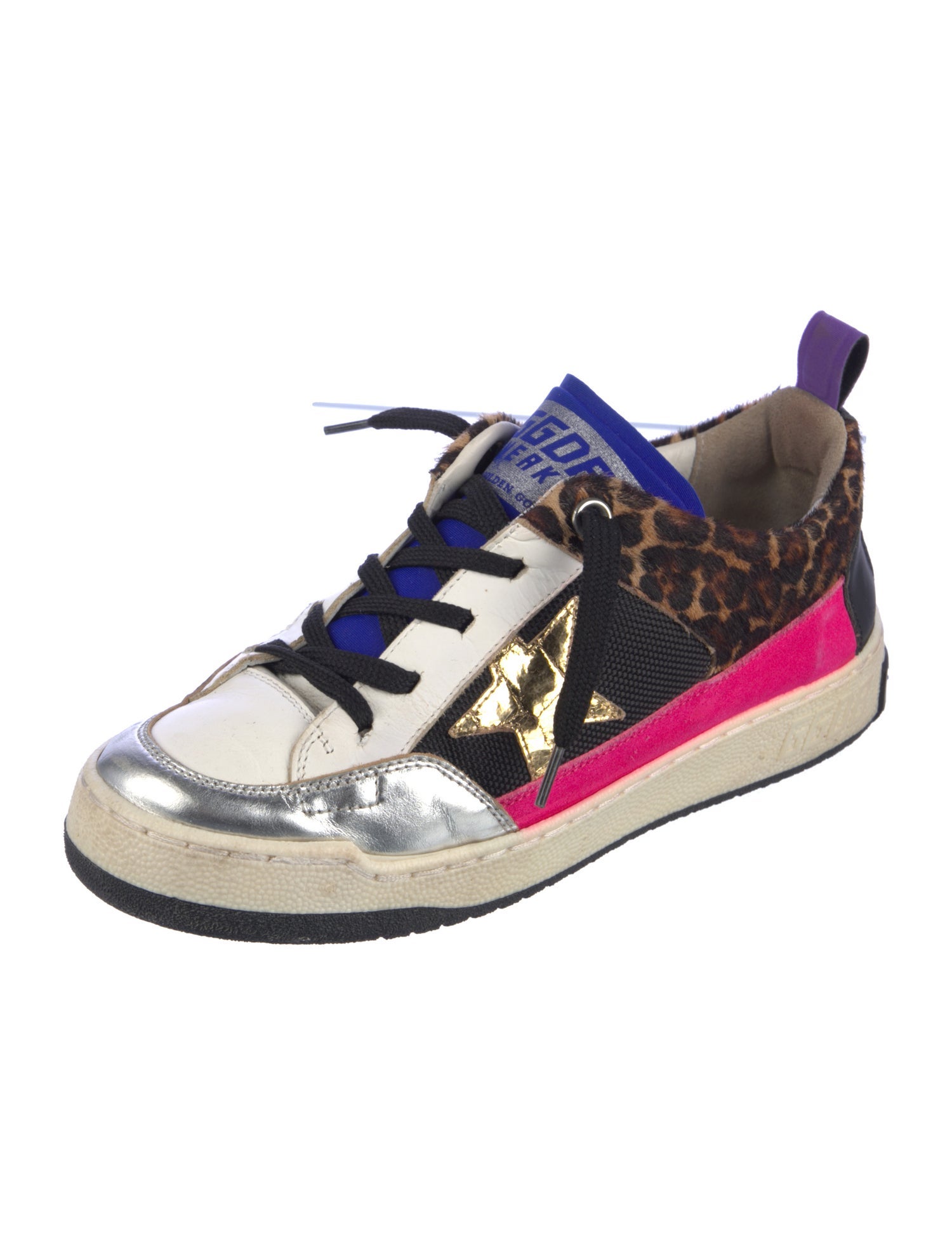 Golden Goose Leather Animal Print Sneakers