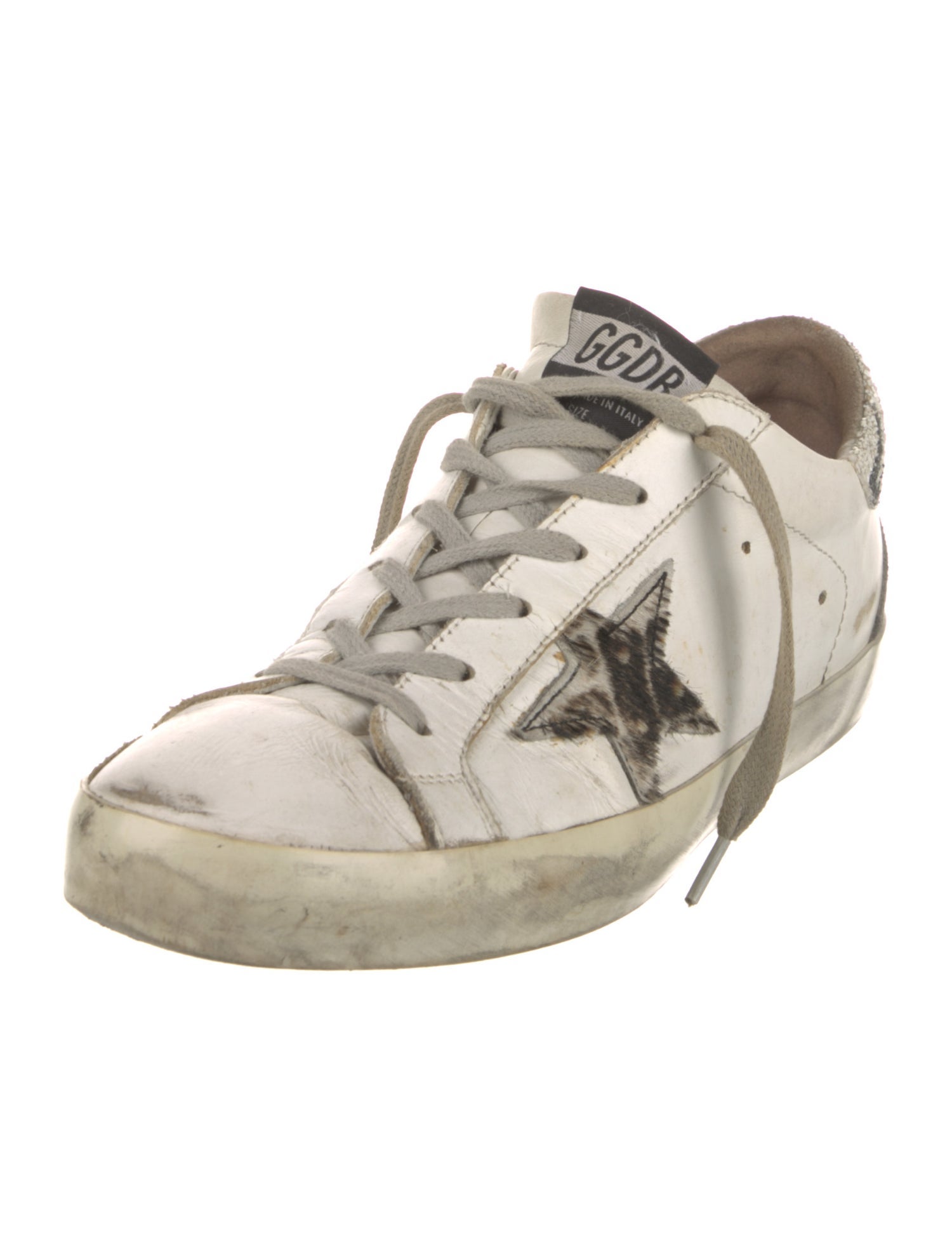 Golden Goose Leather Animal Print Sneakers