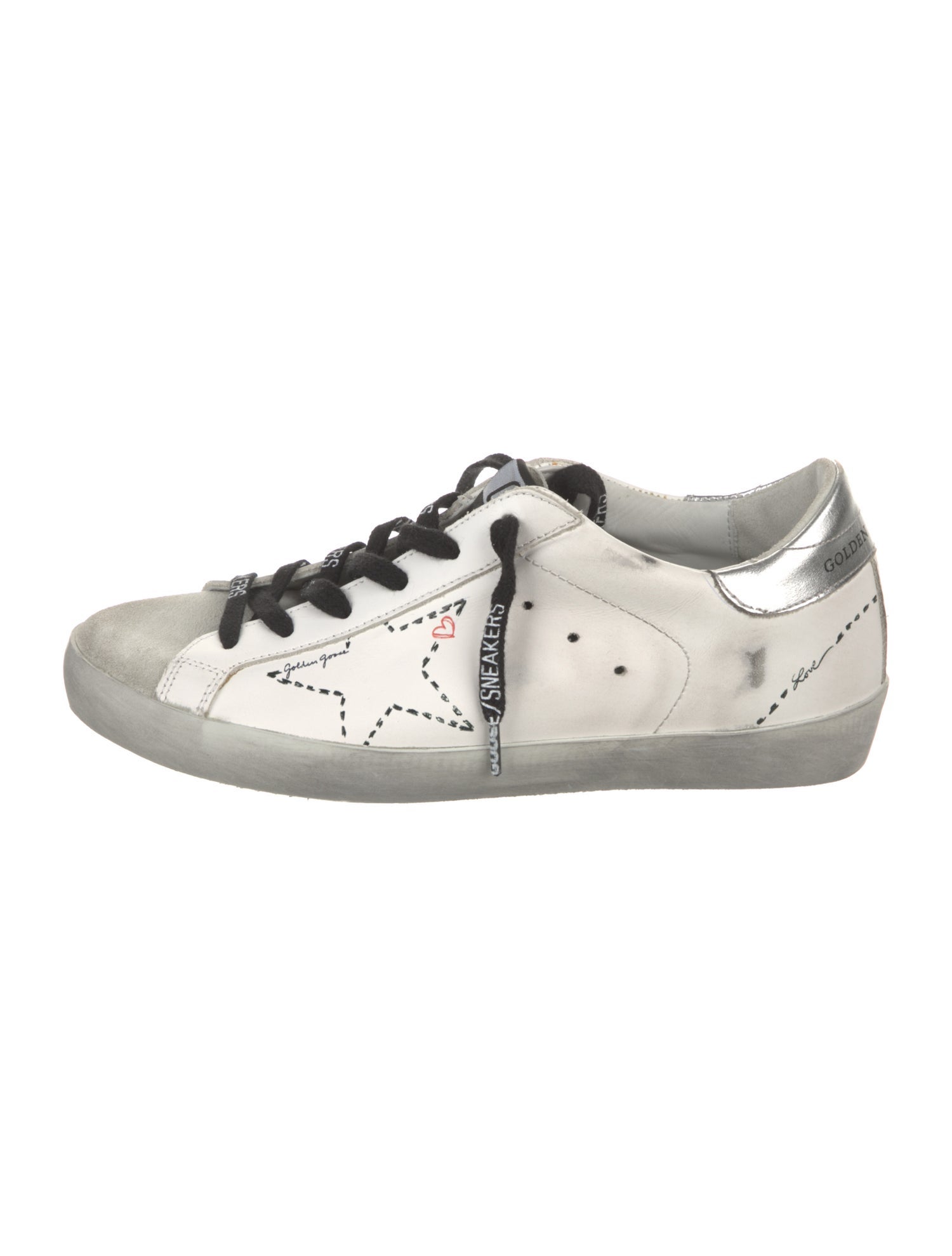 Golden Goose Leather Graphic Print Sneakers