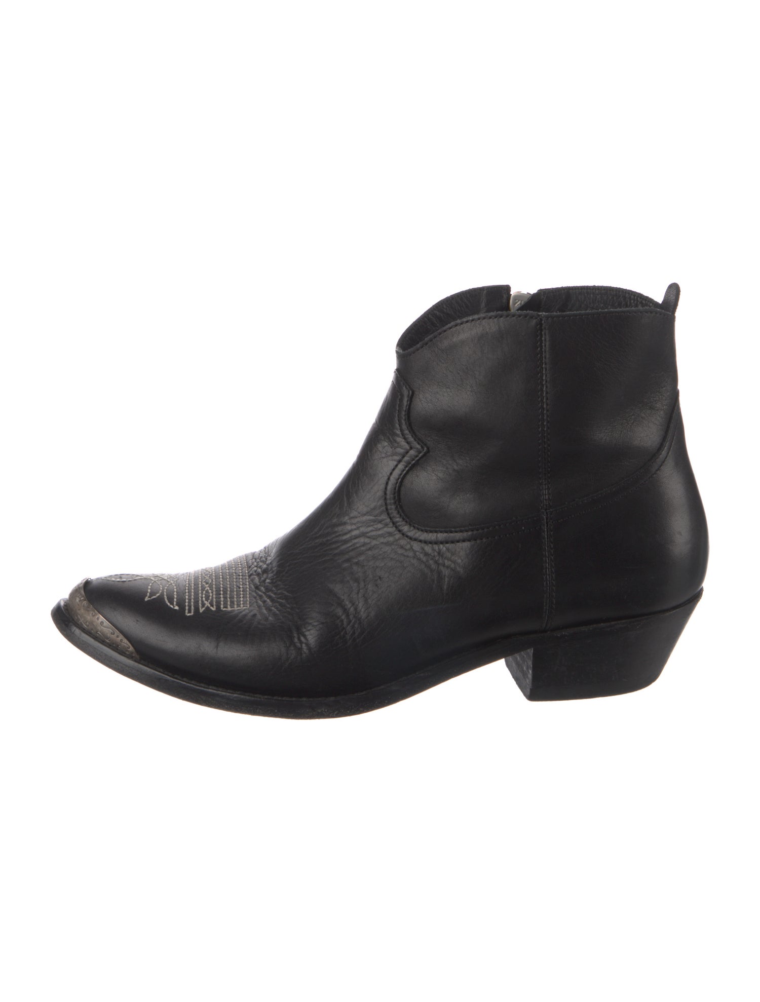 Golden Goose Leather Embroidered Accent Western Boots