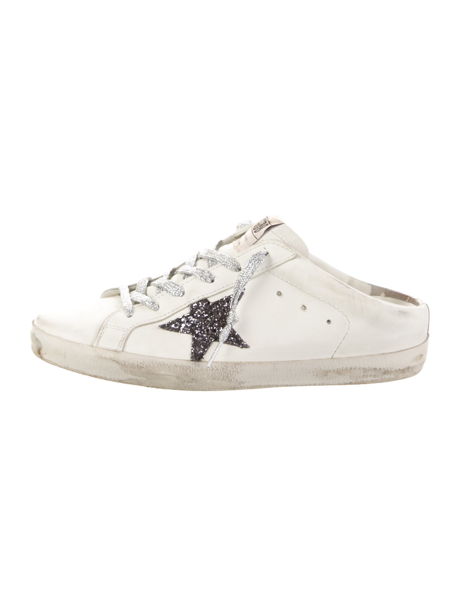 Golden Goose Leather Glitter Accents Sneakers