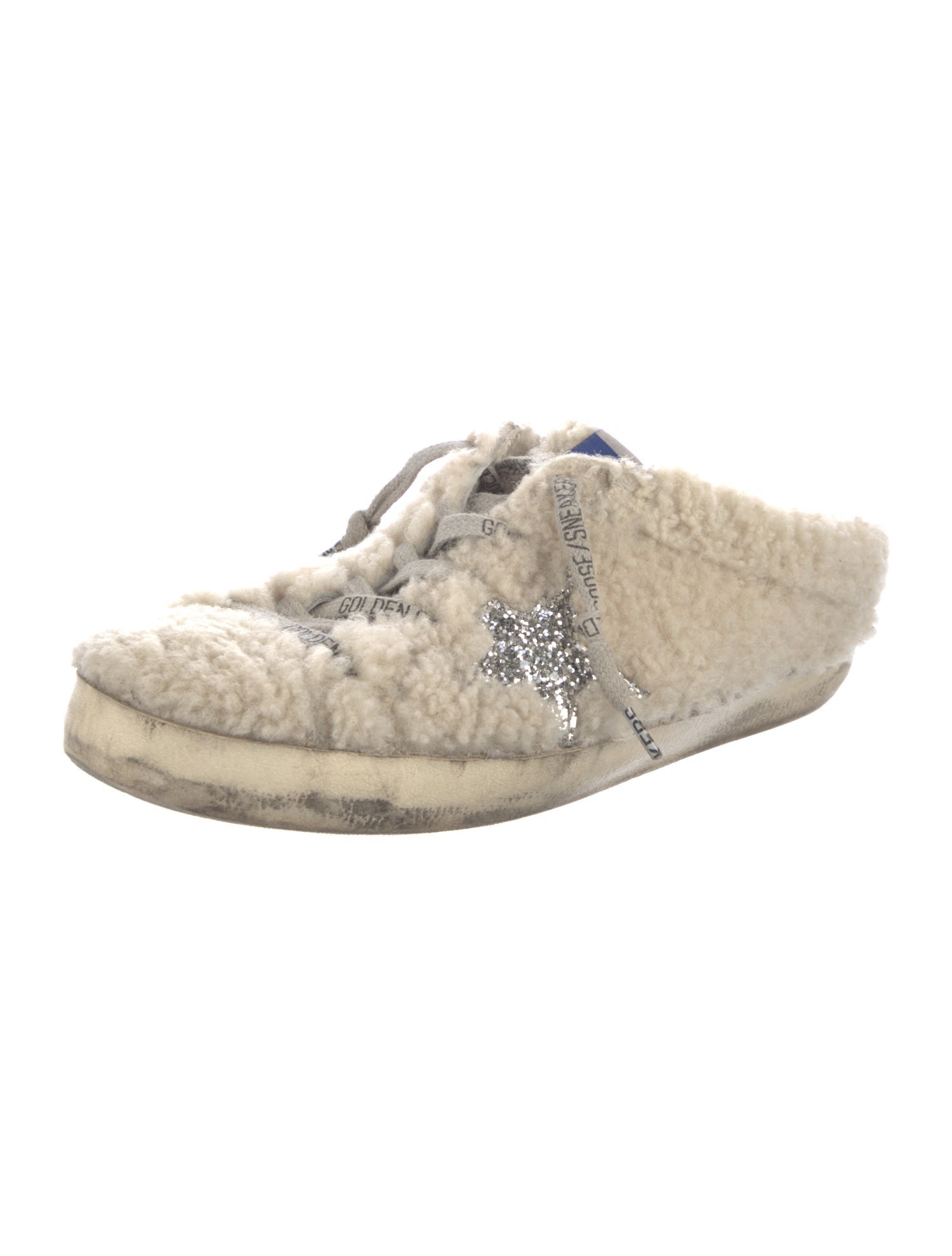 Golden Goose Shearling Glitter Accents Sneakers