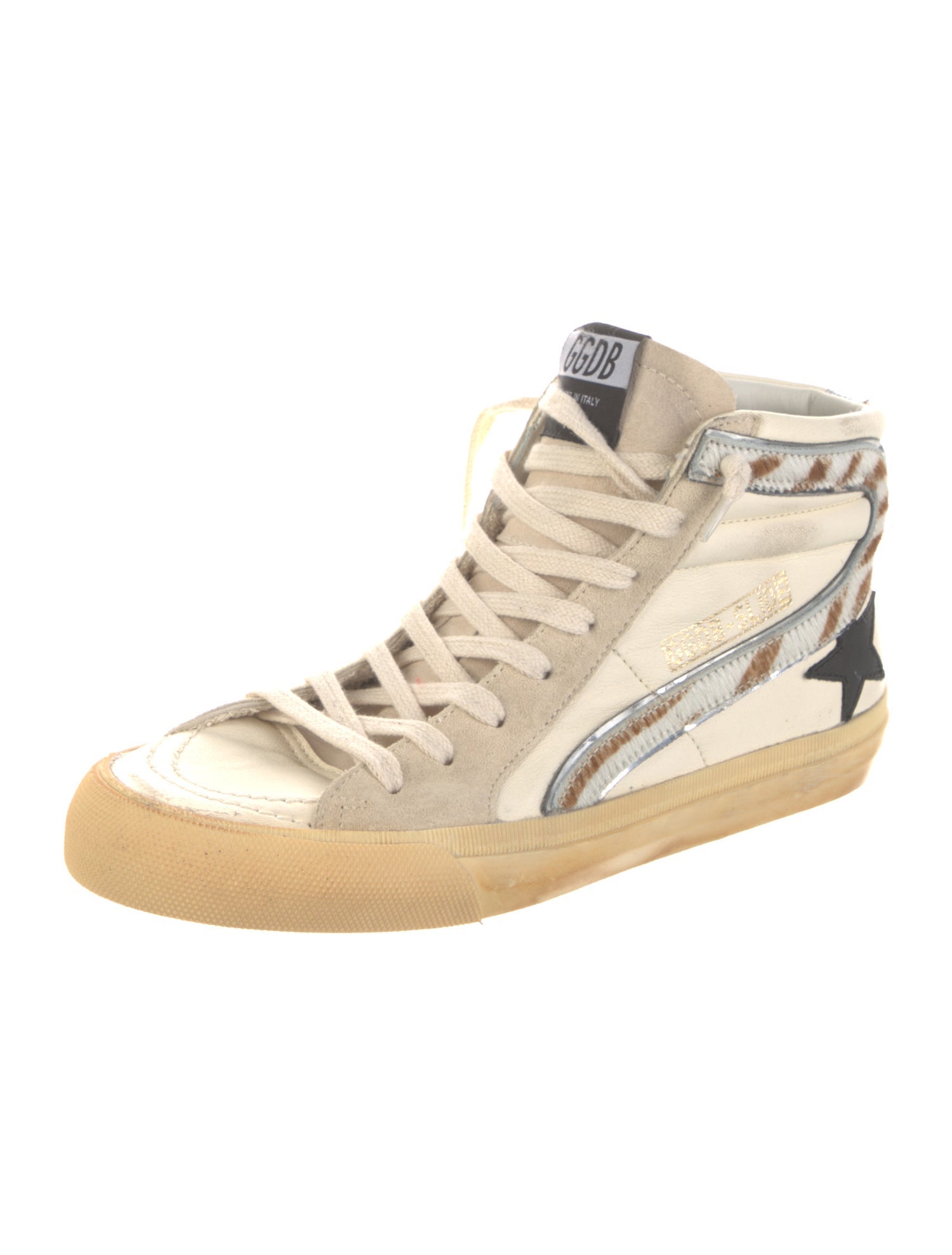 Golden Goose Leather Colorblock Pattern Sneakers