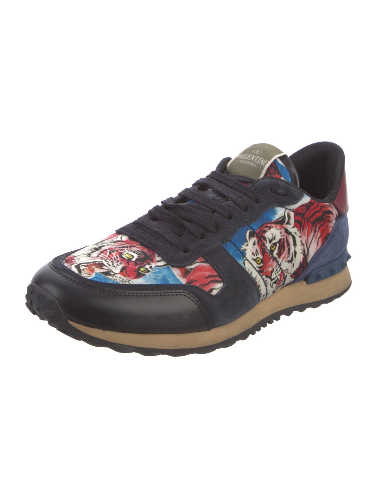 Valentino Leather Printed Sneakers