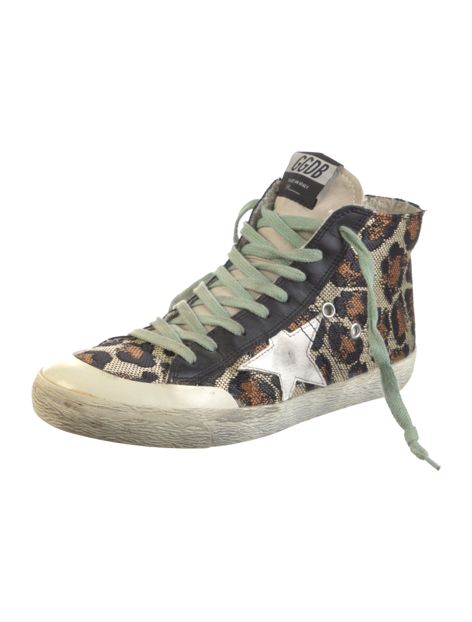 Golden Goose Animal Print Distressed Accents Sneakers