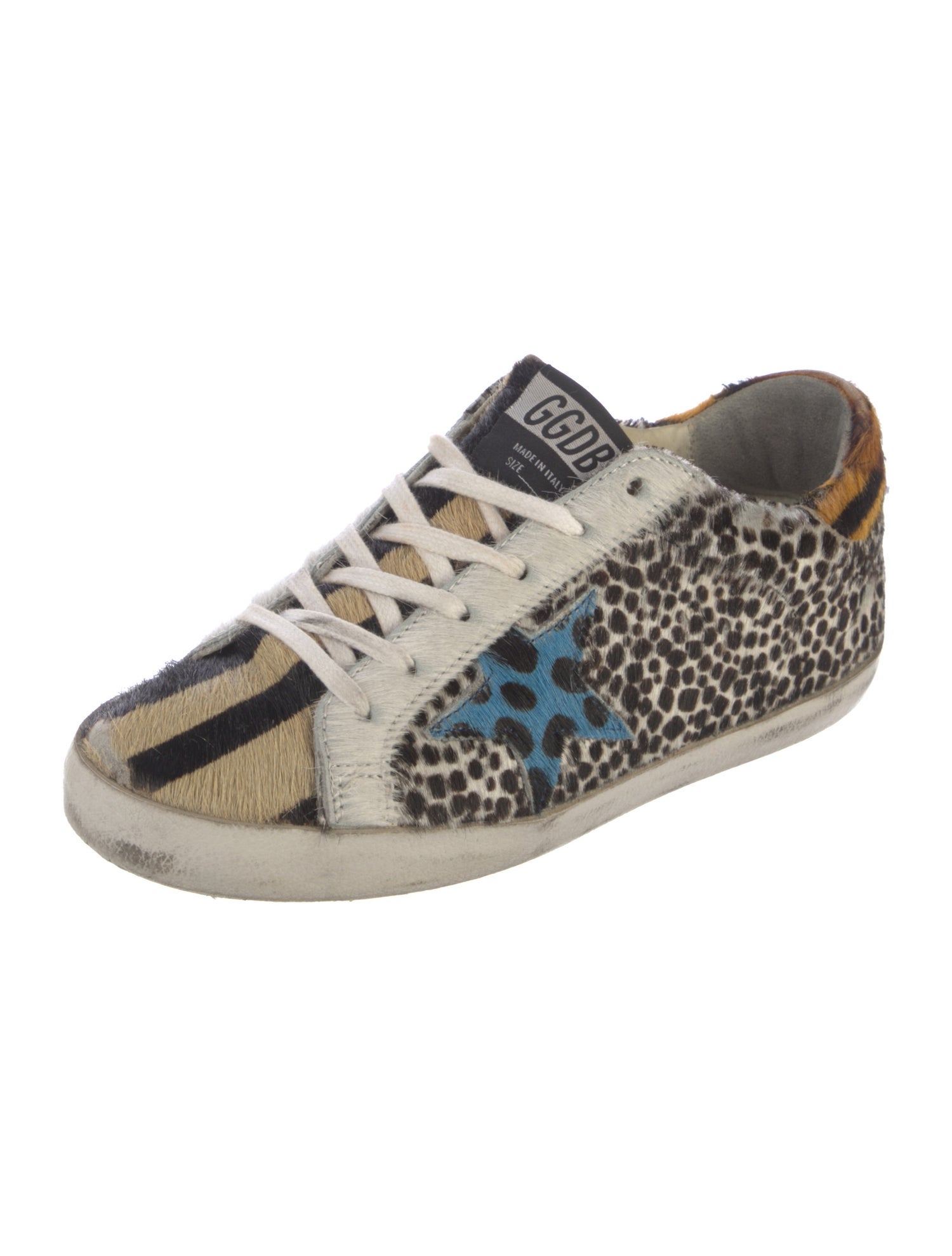 Golden Goose Ponyhair Animal Print Sneakers