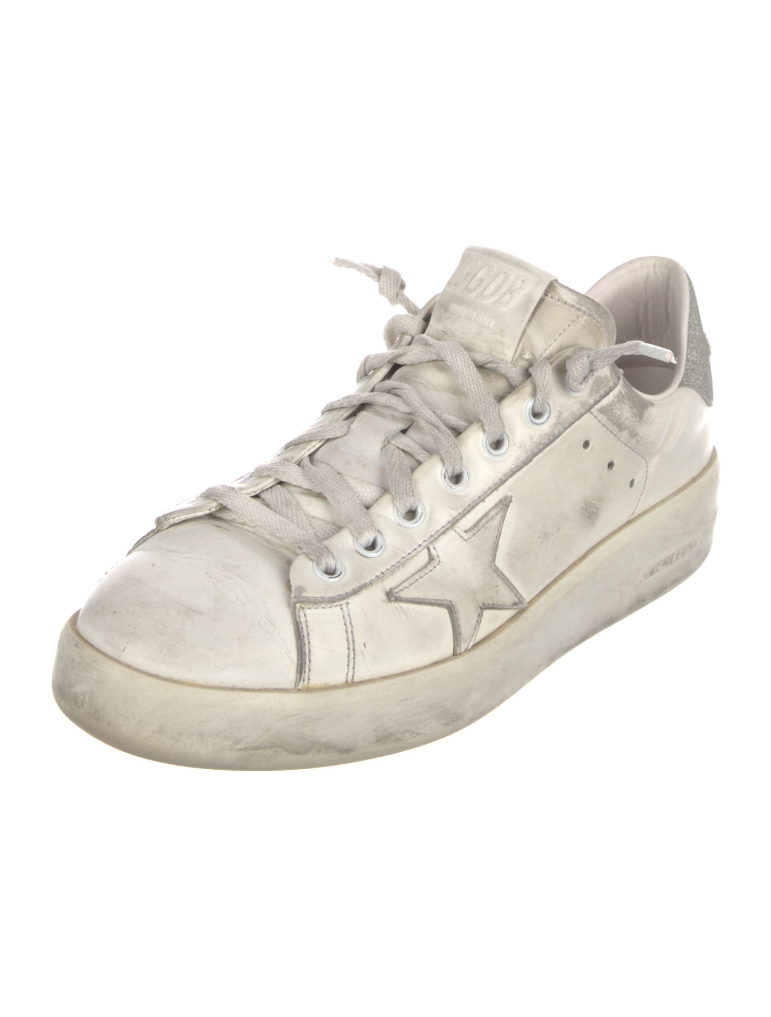 Golden Goose Leather Glitter Accents Sneakers