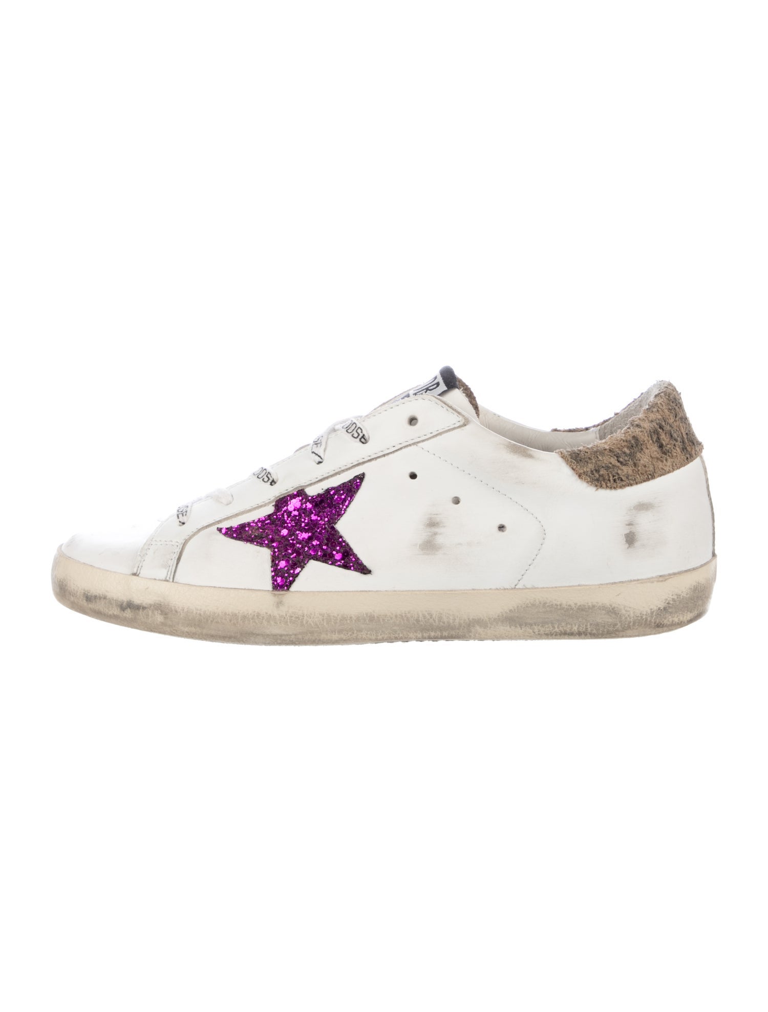 Golden Goose Leather Animal Print Sneakers