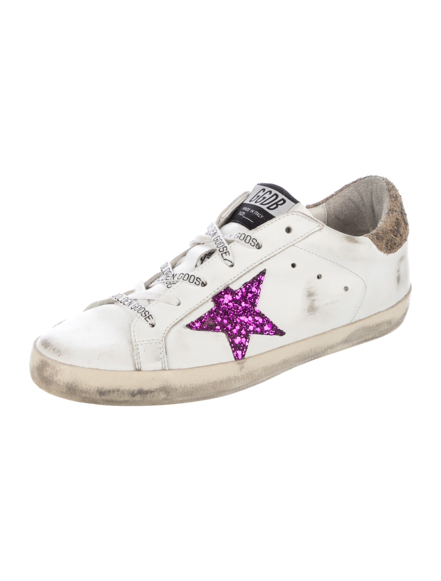 Golden Goose Leather Animal Print Sneakers