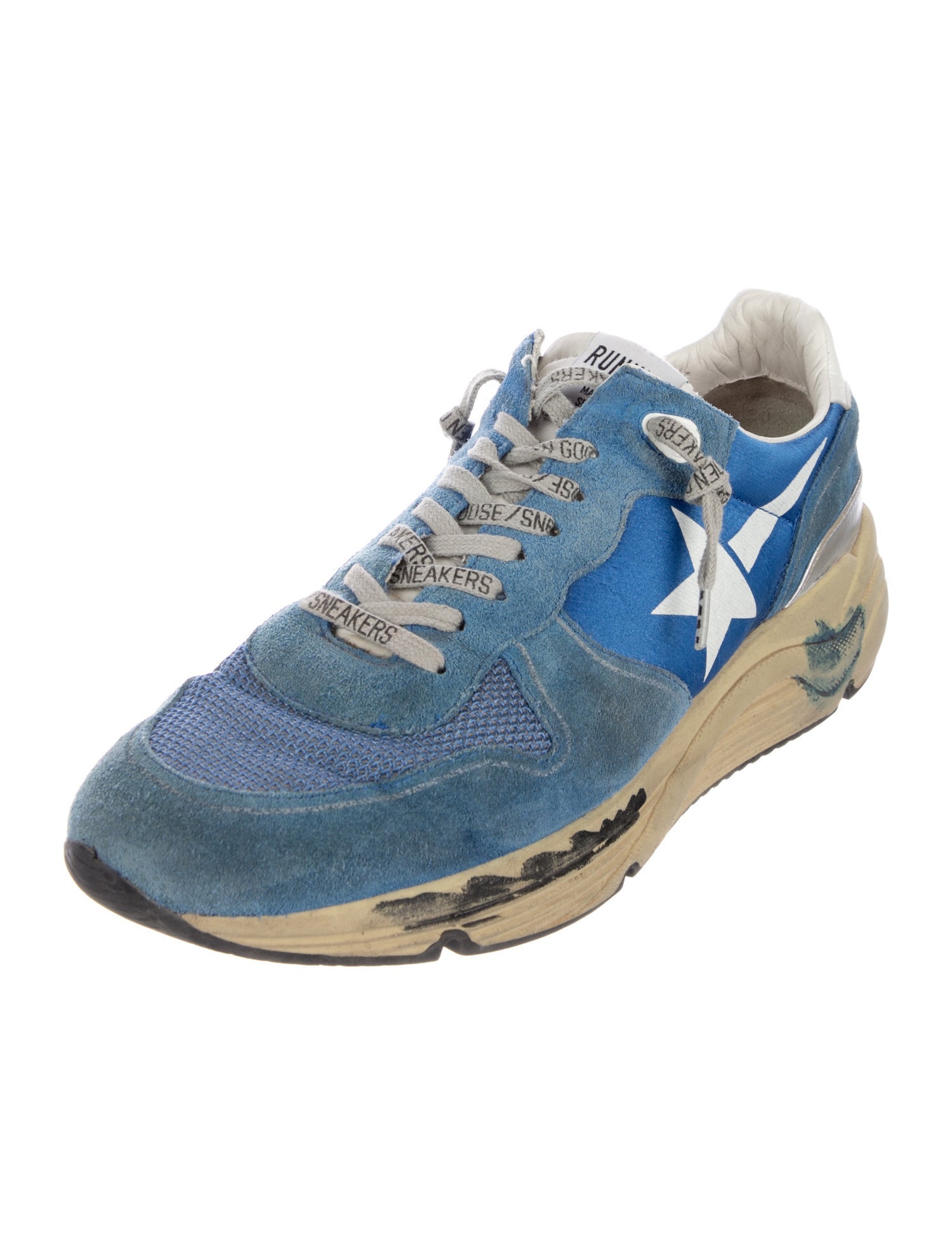 Golden Goose Suede Colorblock Pattern Athletic Sneakers