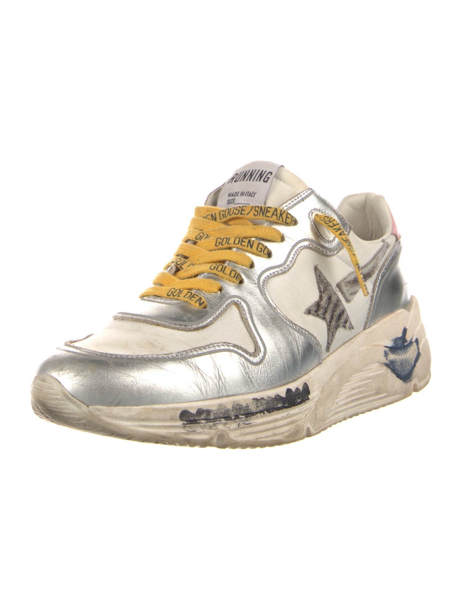 Golden Goose Leather Colorblock Pattern Athletic Sneakers