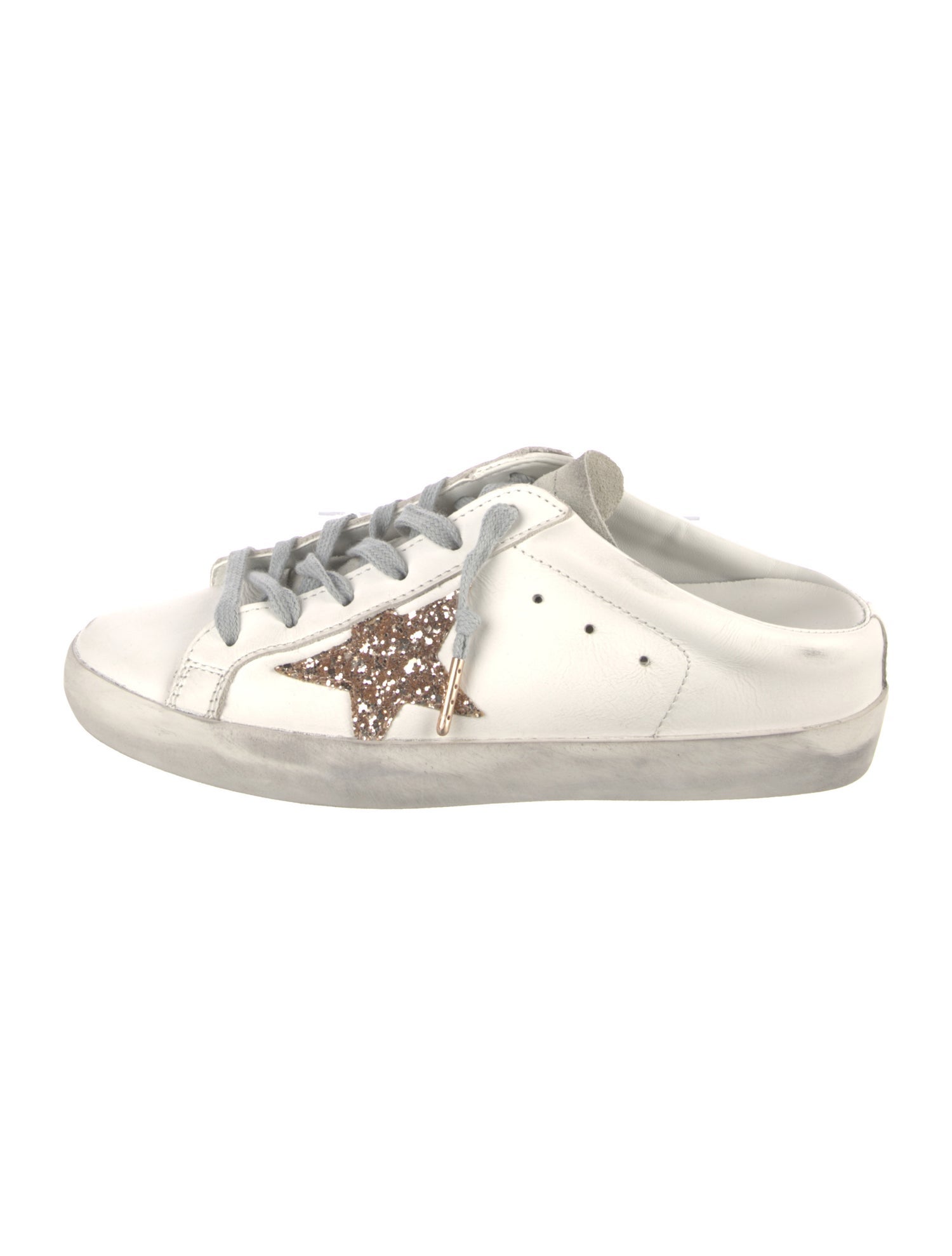 Golden Goose Leather Glitter Accents Sneakers