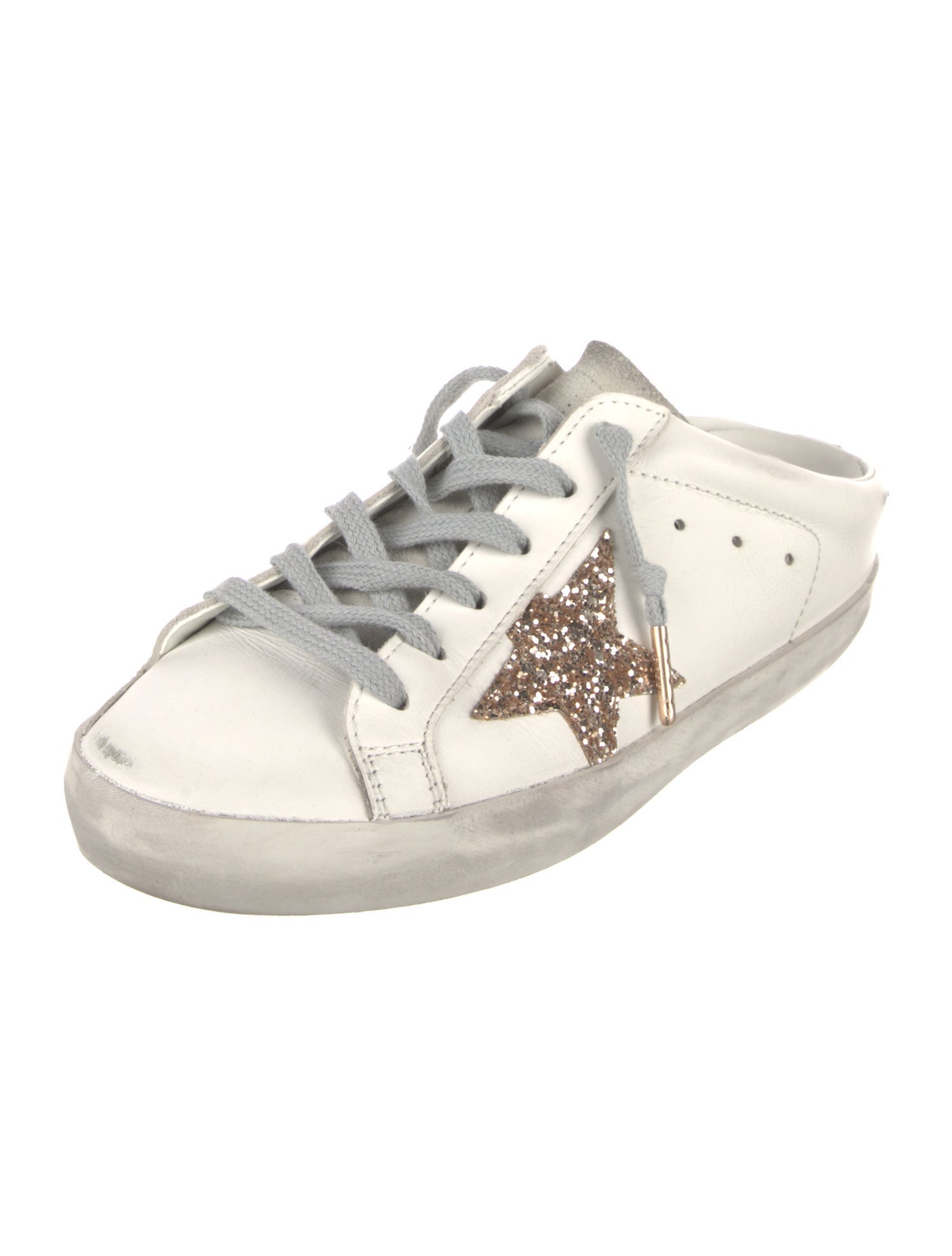 Golden Goose Leather Glitter Accents Sneakers