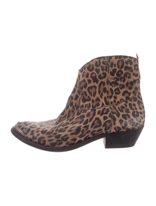 Golden Goose Leather Animal Print Western Boots Br