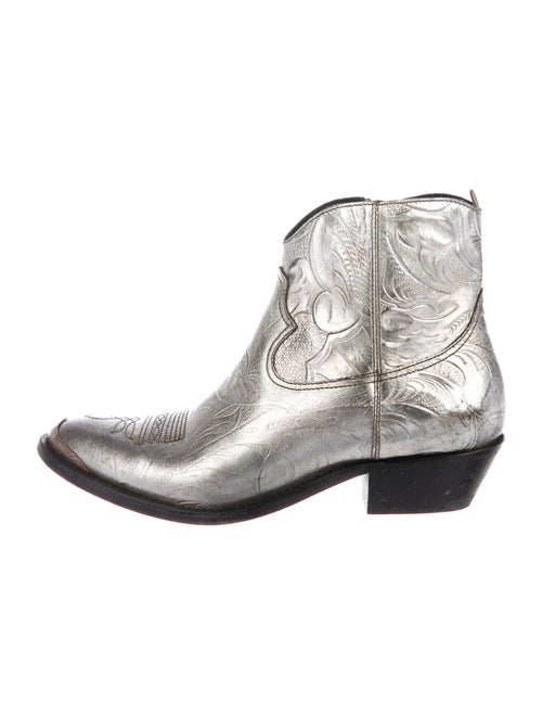 Golden Goose Leather Western Boots Silver